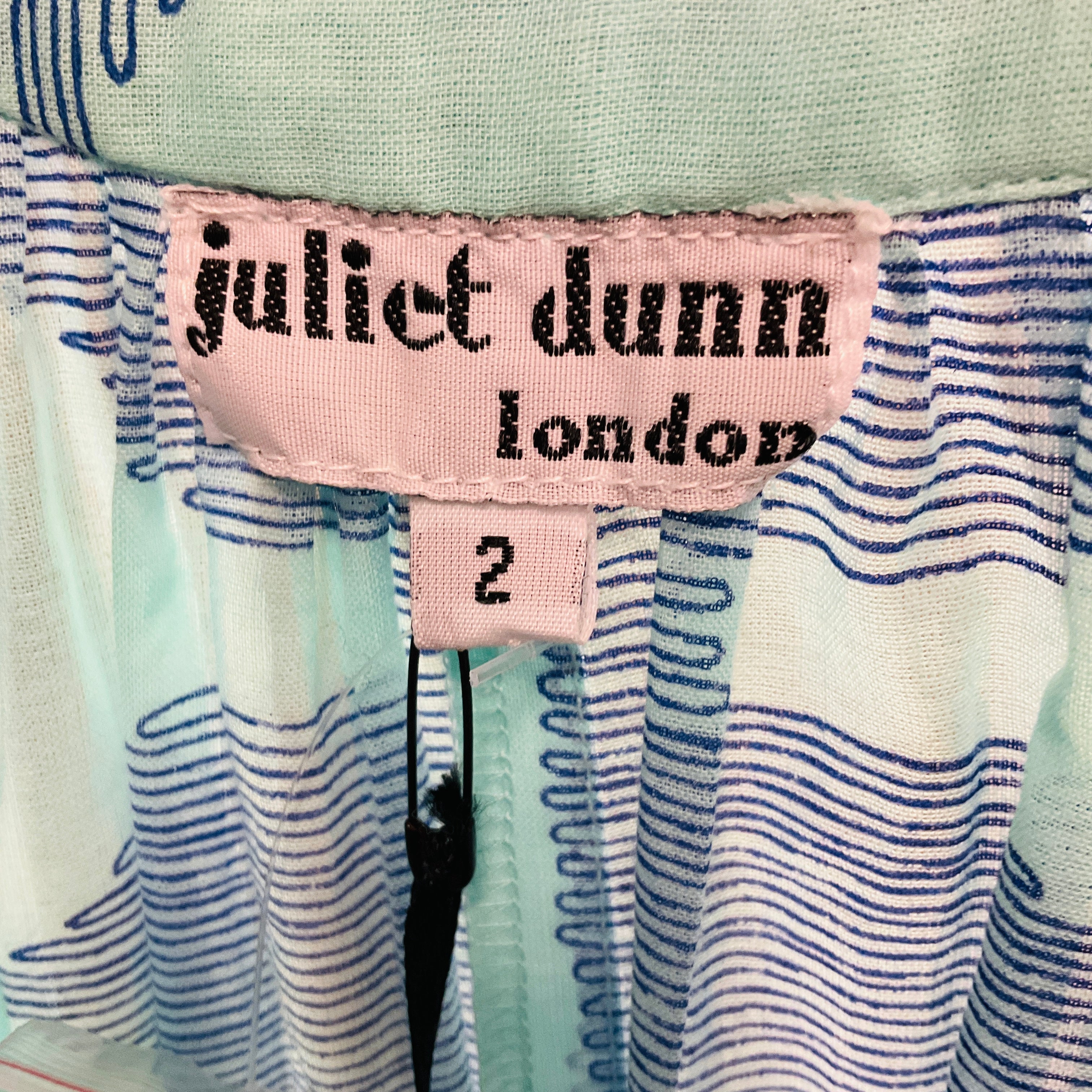 Juliet Dunn London Blue / Royal Blue Dhaka Print Blouson Dress with Silver Trim and Slip - Image 5