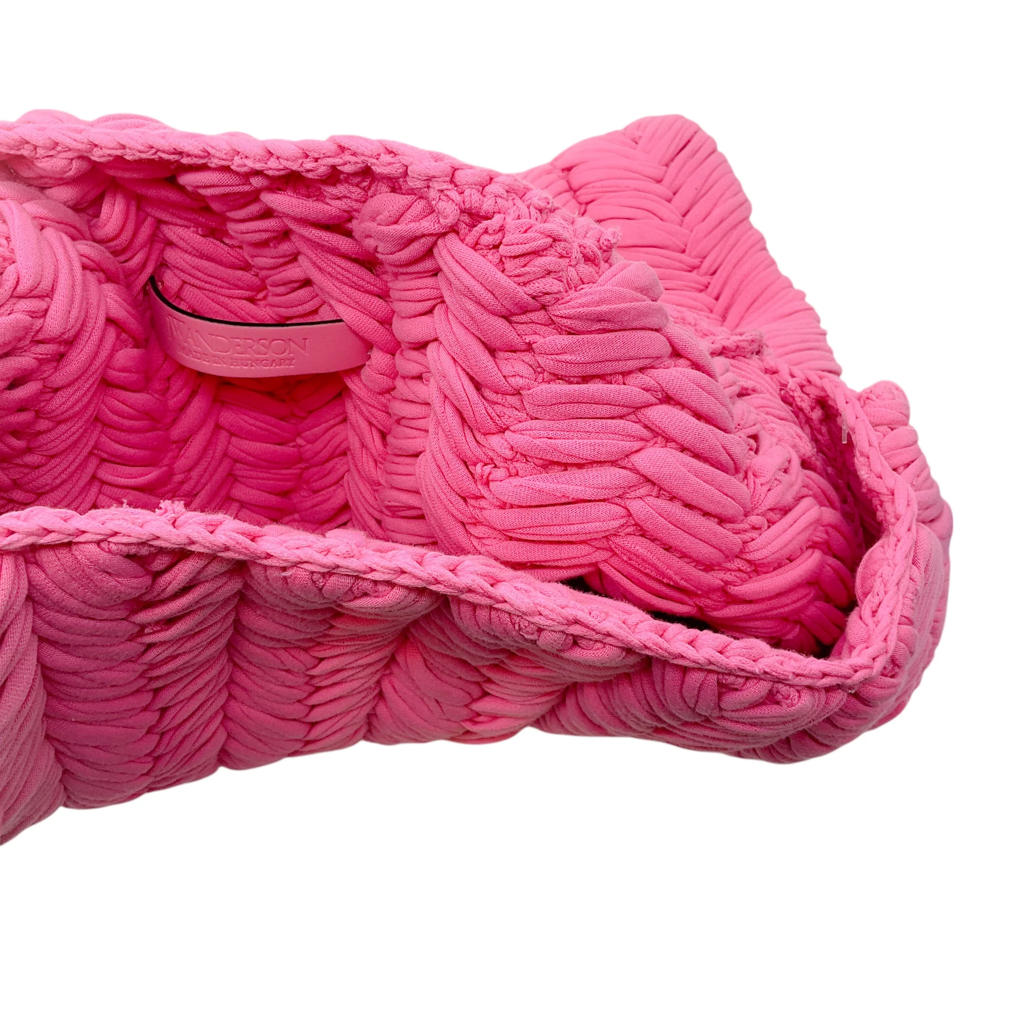 JW Anderson Pink Small Chain Hobo Knitted Shoulder Bag - Image 8