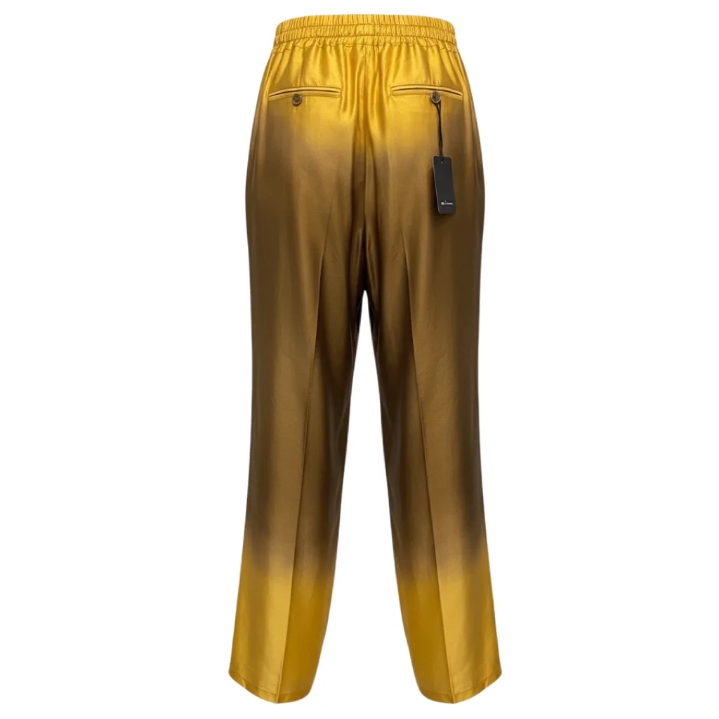 Kiton Gold / Taupe Ombre Effect Drawstring Silk Pants - Image 2