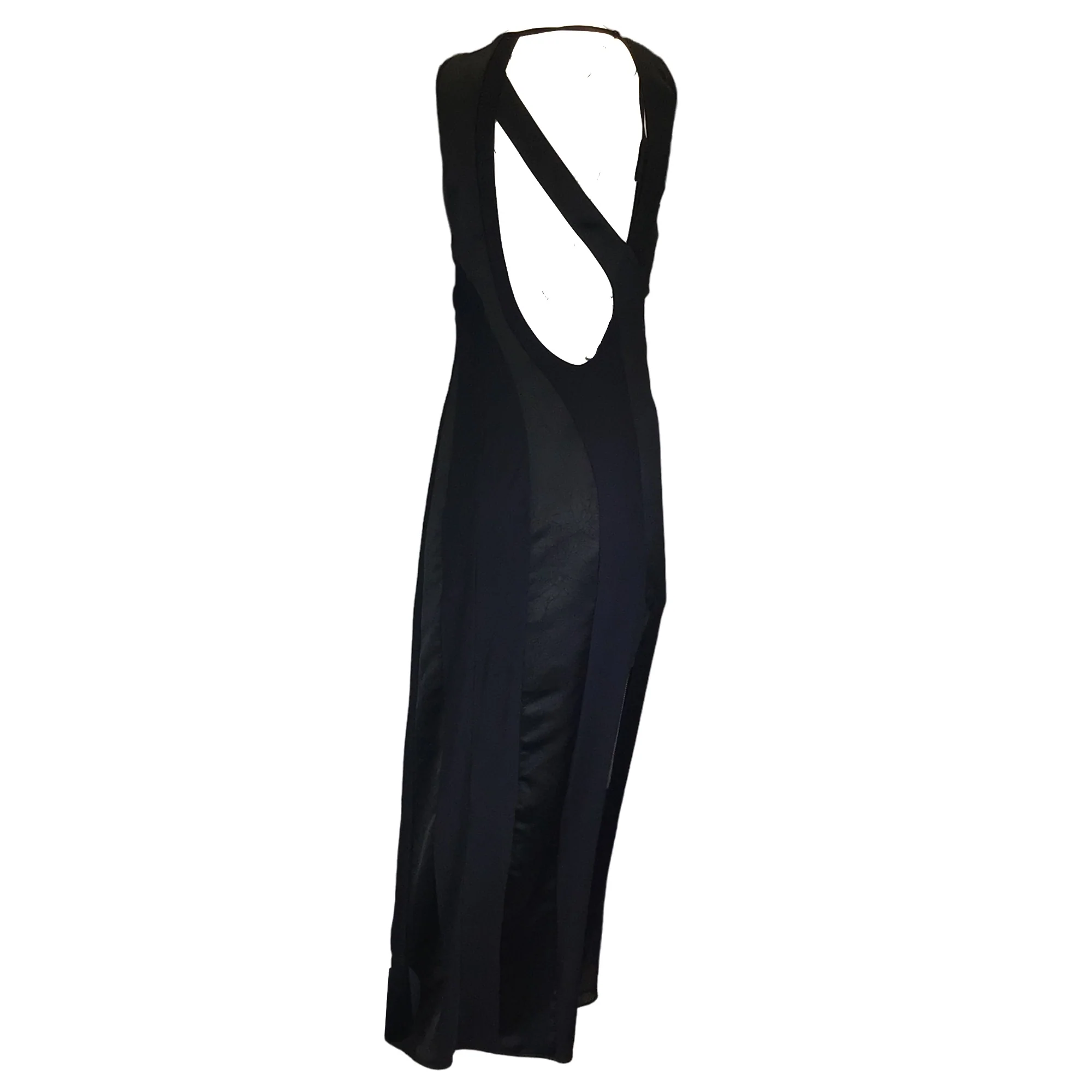 Koche Black Mesh Detail Sleeveless Long Nylon Dress - Image 3
