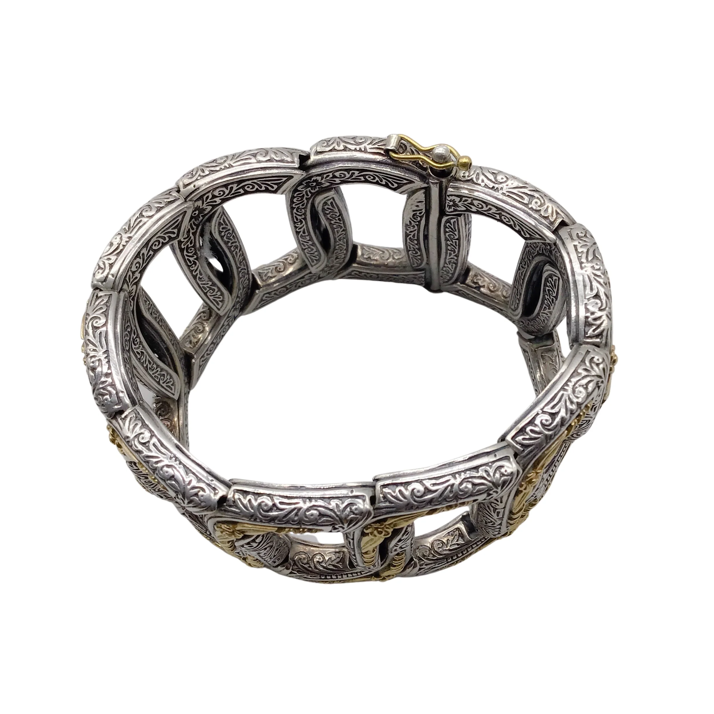 Konstantino Sterling Silver and 18K Gold Wide Hinged Bracelet - Image 3