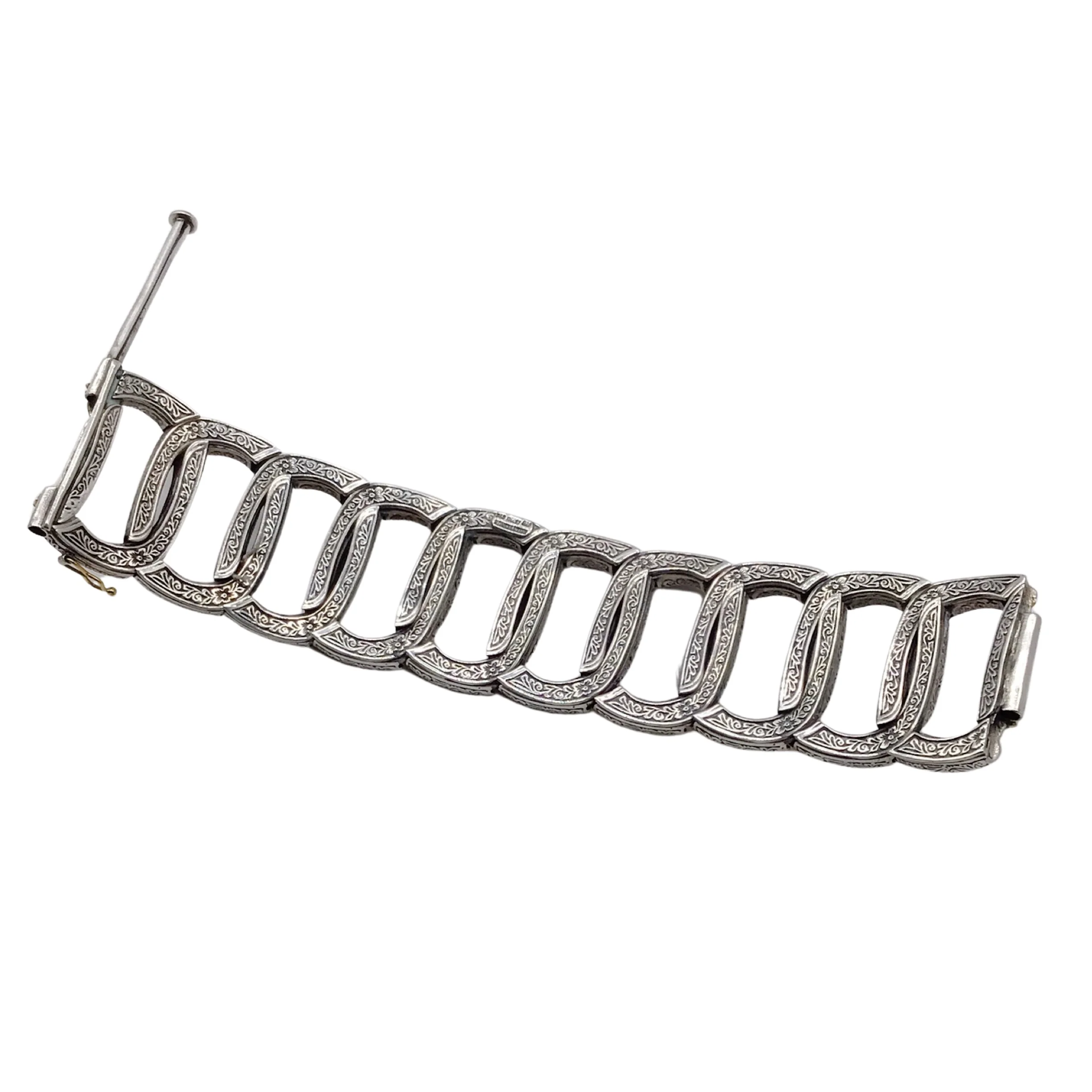 Konstantino Sterling Silver and 18K Gold Wide Hinged Bracelet - Image 4