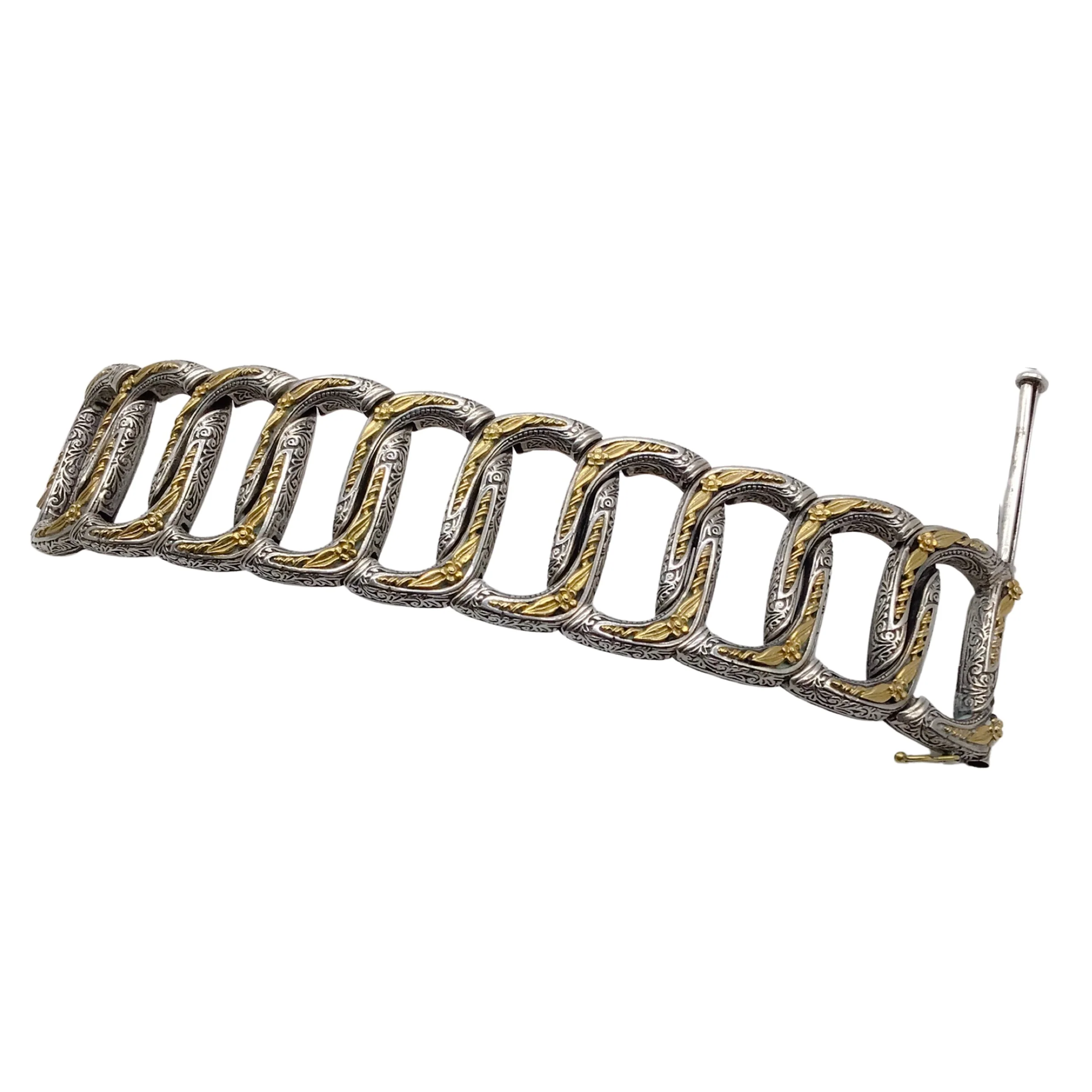 Konstantino Sterling Silver and 18K Gold Wide Hinged Bracelet - Image 5