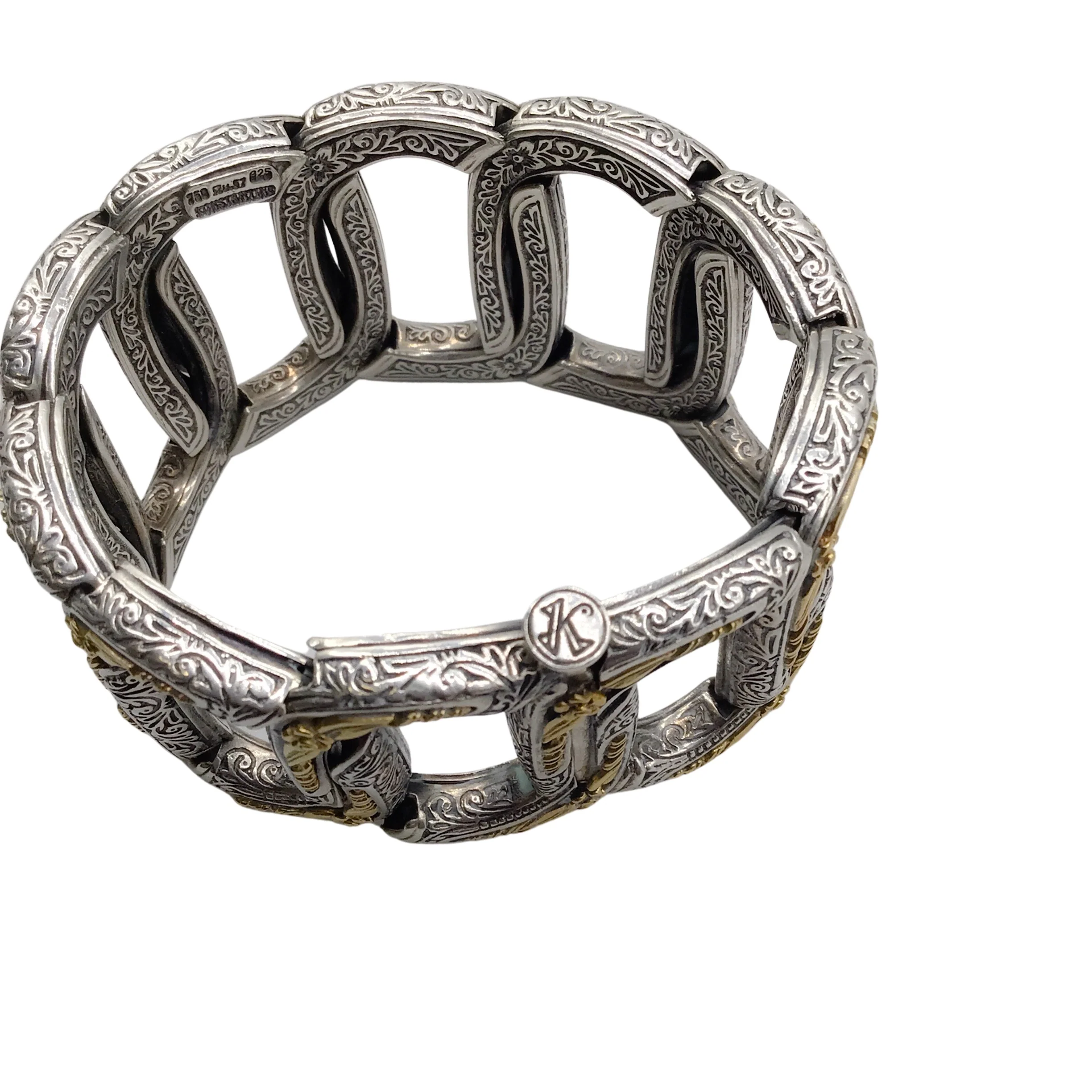 Konstantino Sterling Silver and 18K Gold Wide Hinged Bracelet - Image 6