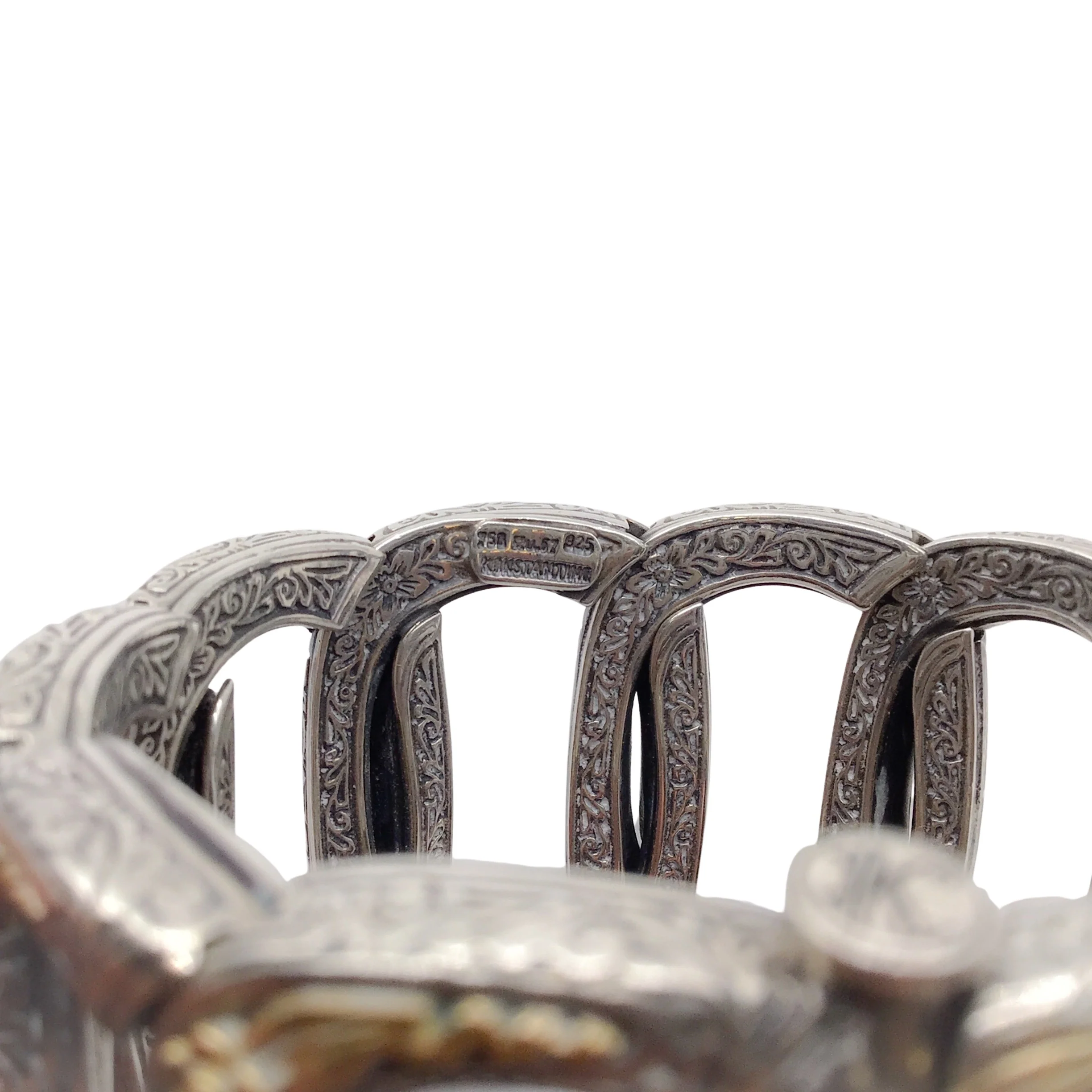 Konstantino Sterling Silver and 18K Gold Wide Hinged Bracelet - Image 7
