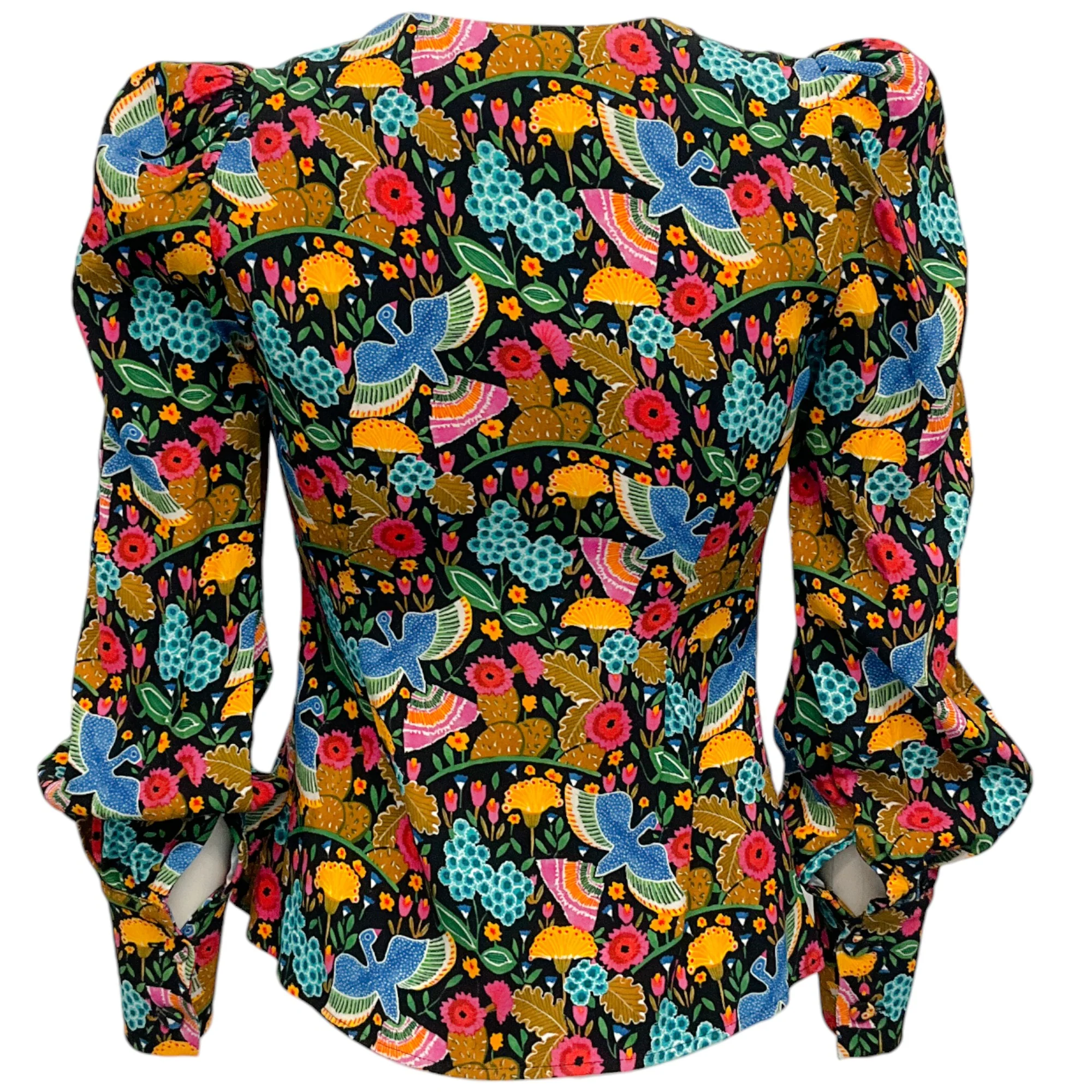 La DoubleJ Black Multi Floral Puff Sleeve Blouse - Image 3