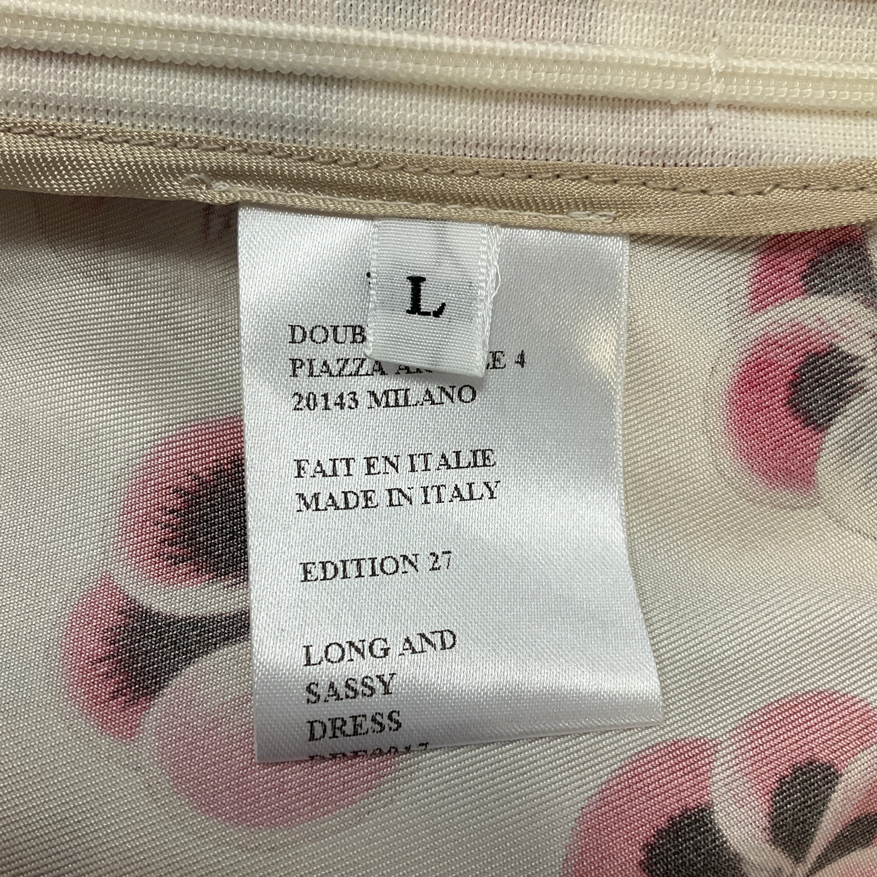 La DoubleJ Ivory Multi Micro Pansy Print Silk Twill Long and Sassy Dress - Image 5