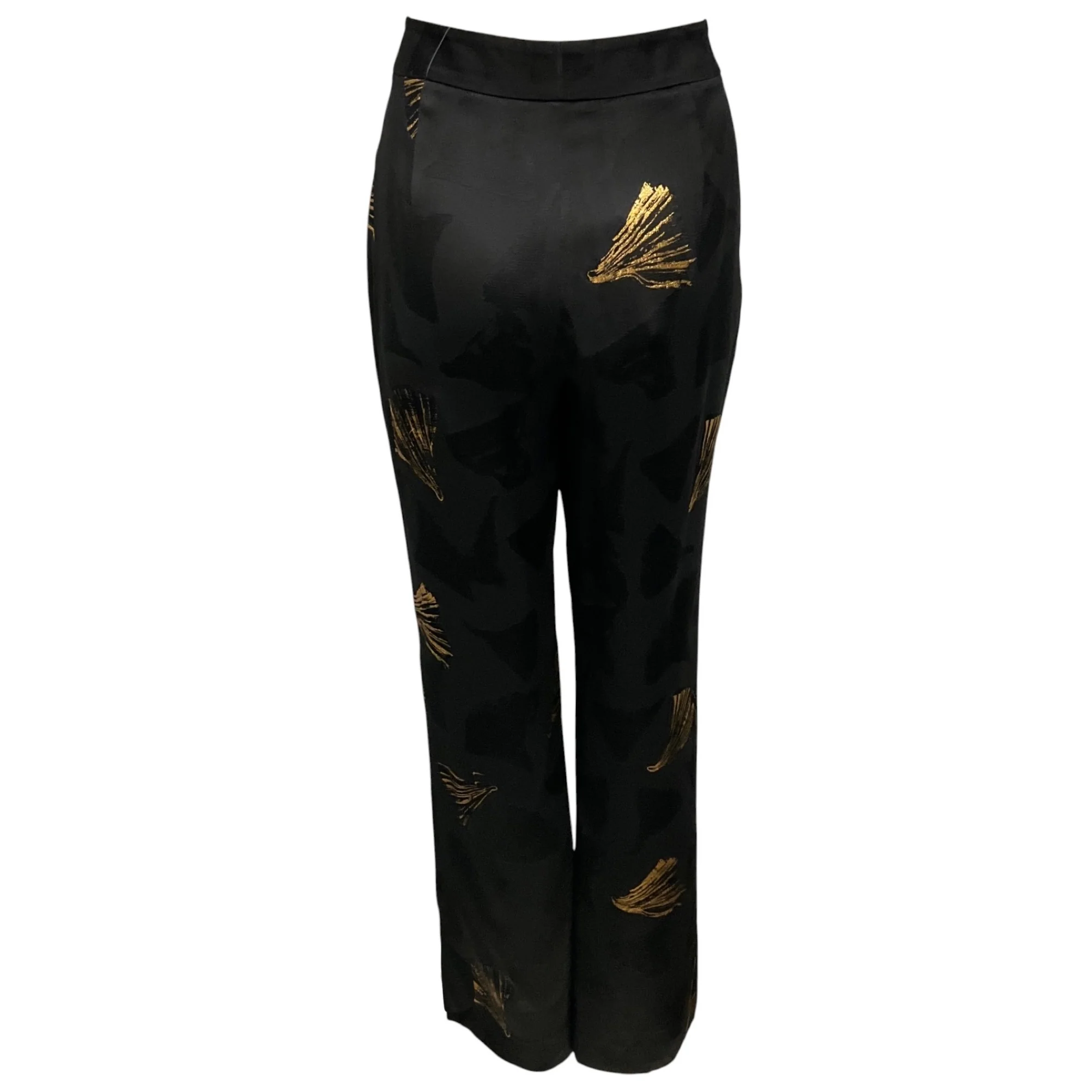 Lafayette 148 New York Black / Gold Metallic Printed Barrow Pant - Image 3