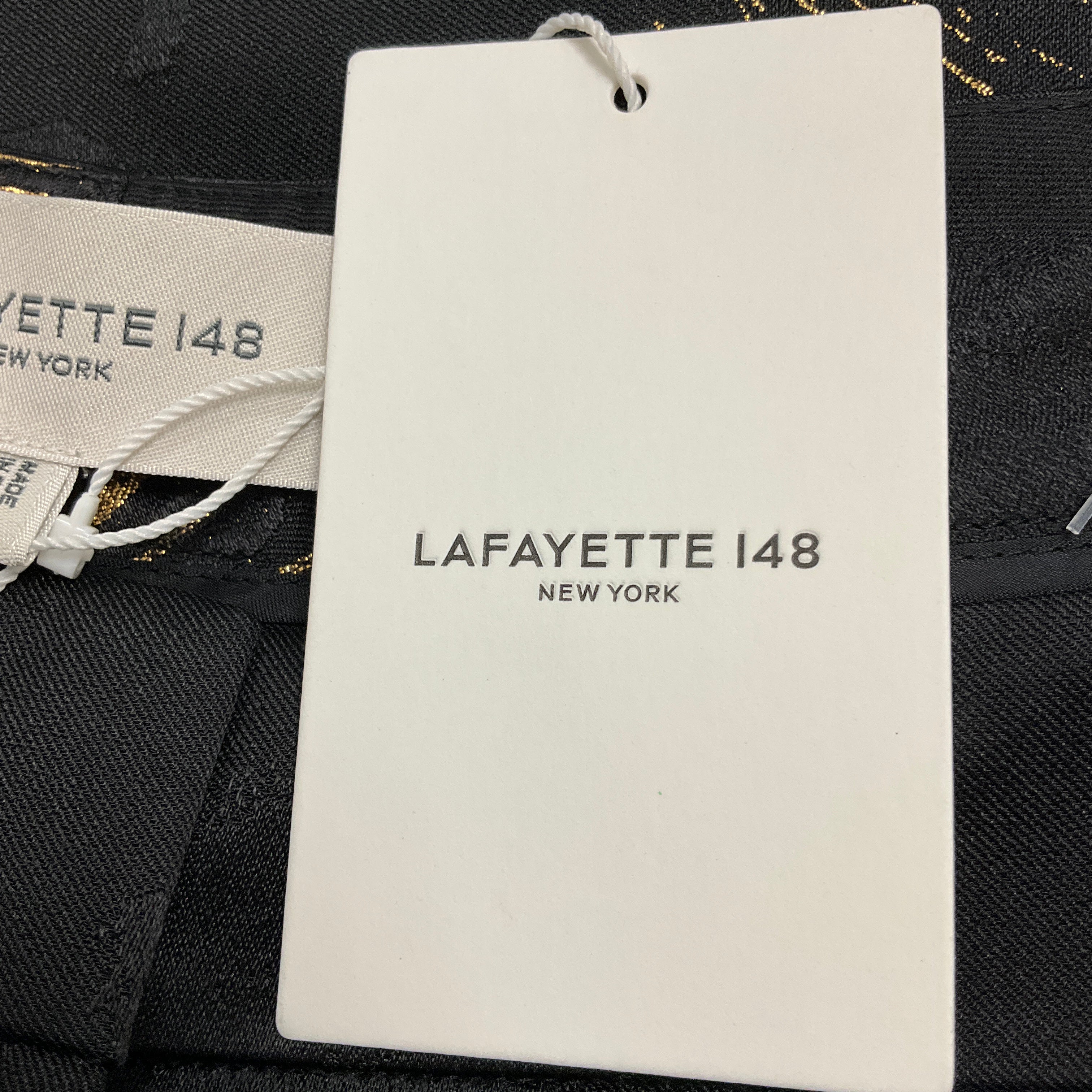 Lafayette 148 New York Black / Gold Metallic Printed Barrow Pant - Image 4