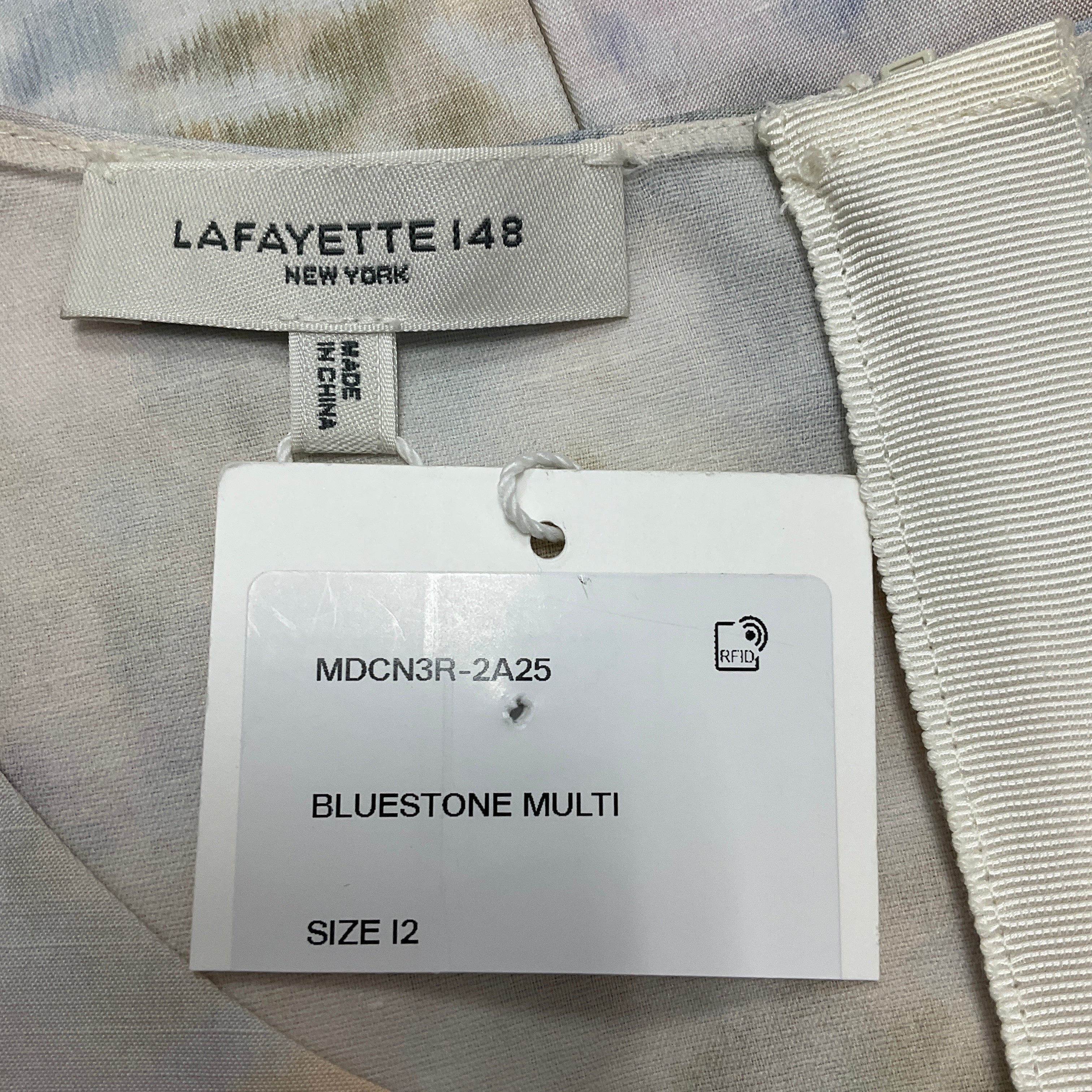 Lafayette 148 New York Bluestone Multi Eco Fern Print Linen Blend Sheath Dress - Image 4