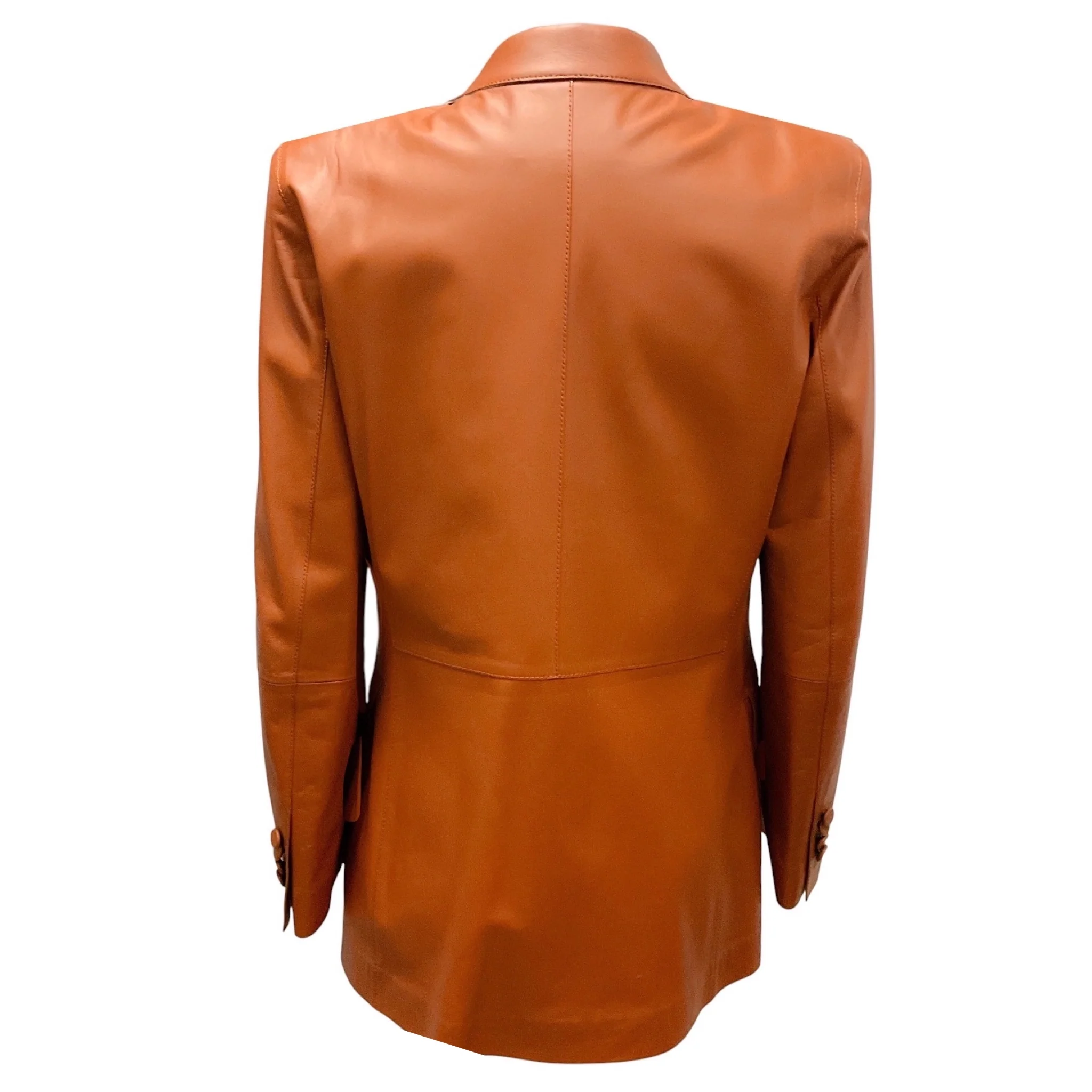 Lafayette 148 New York Cognac Lambskin Leather Jacket - Image 3