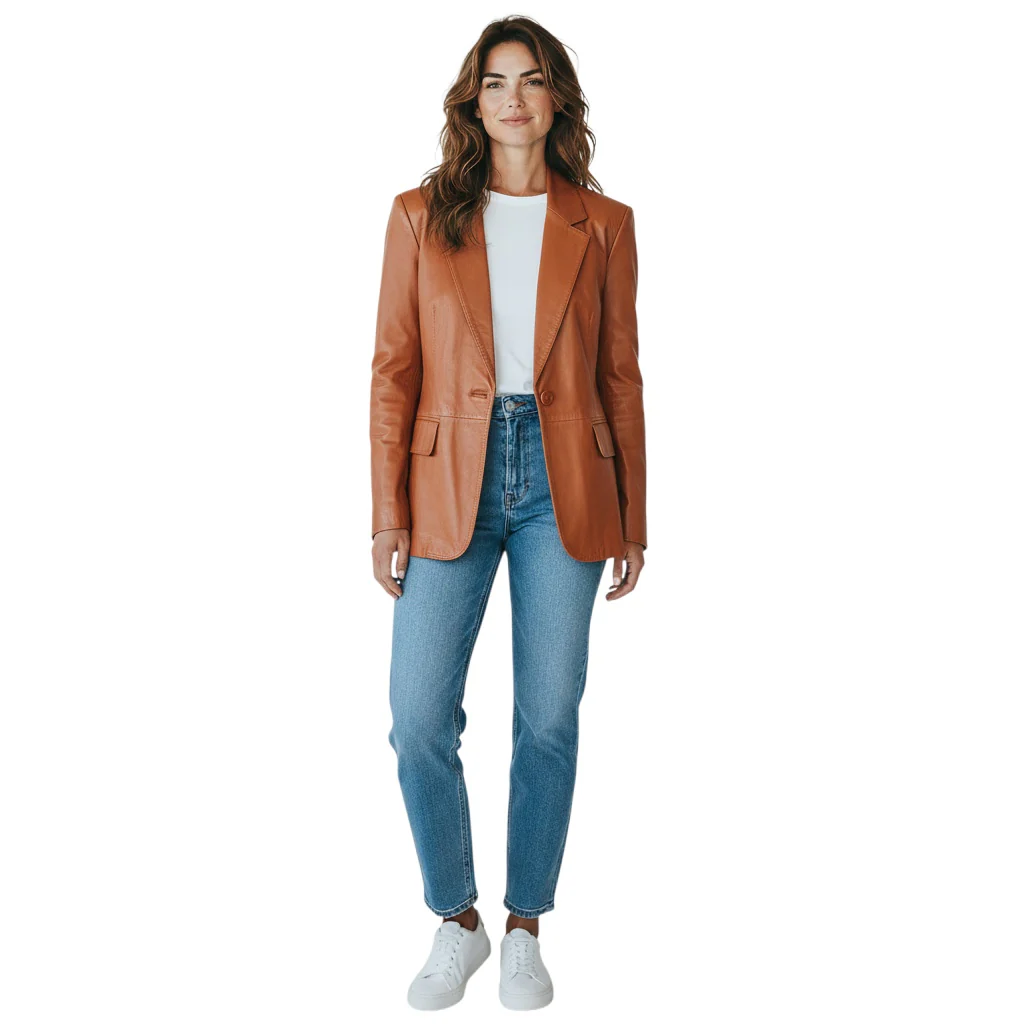 Lafayette 148 New York Cognac Lambskin Leather Jacket - Image 6