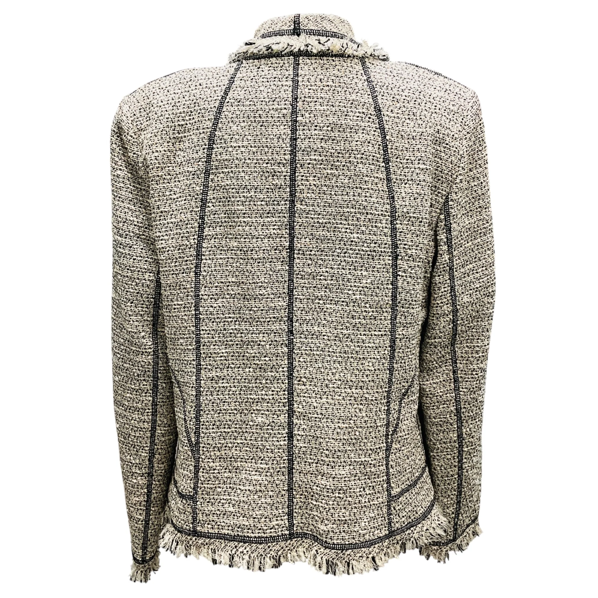 Lafayette 148 New York Raffia Multi Fringed Tweed Open Jacket - Image 3