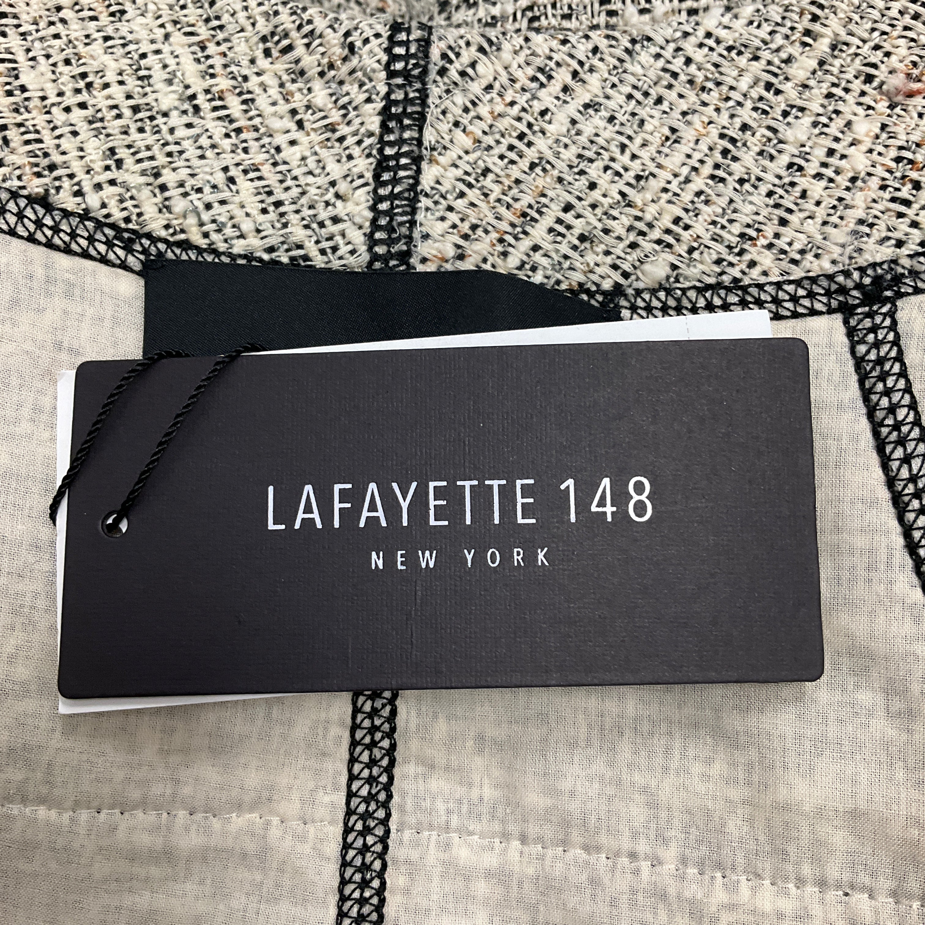 Lafayette 148 New York Raffia Multi Fringed Tweed Open Jacket - Image 5
