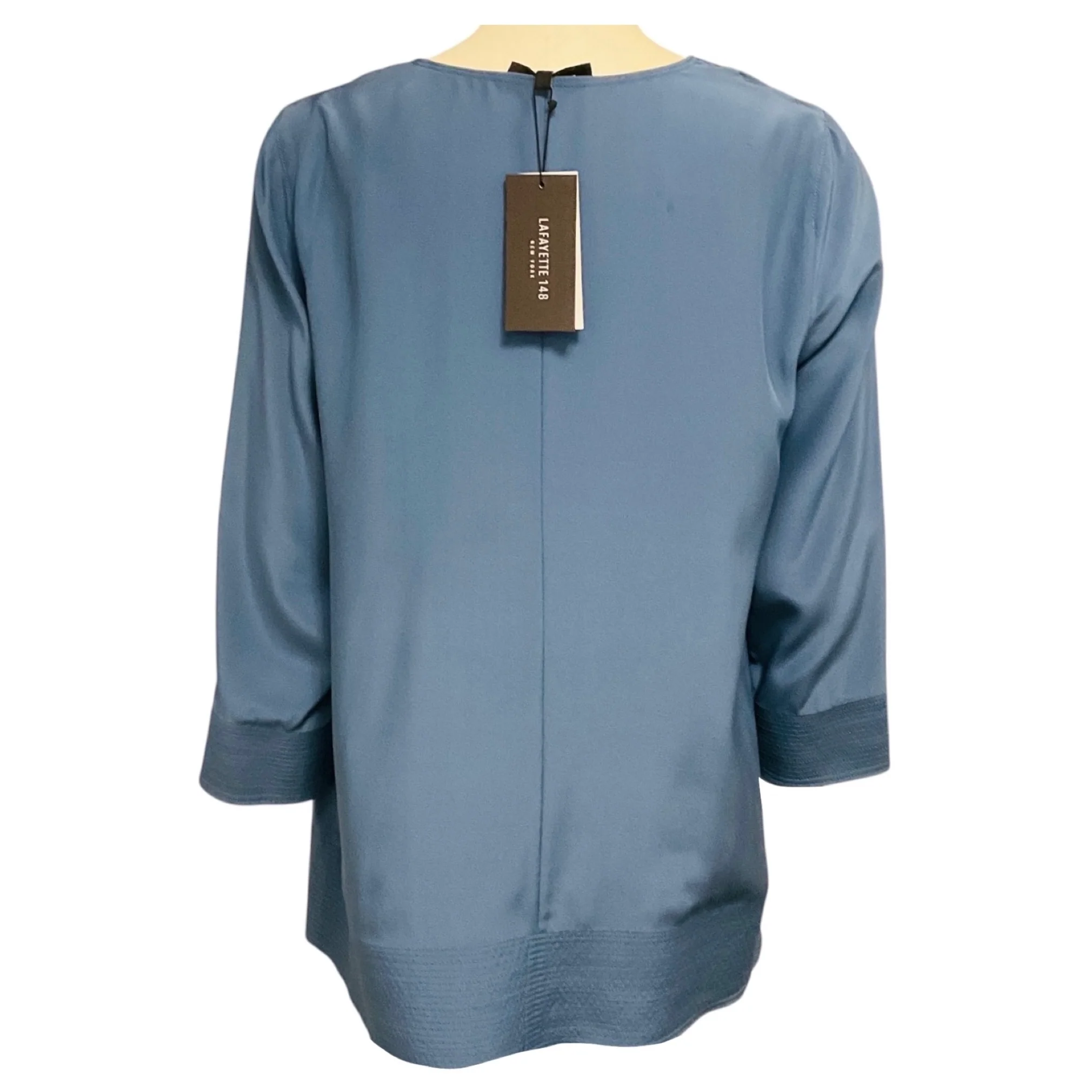 Lafayette 148 New York Riptide Blue Silk Blouse - Image 3