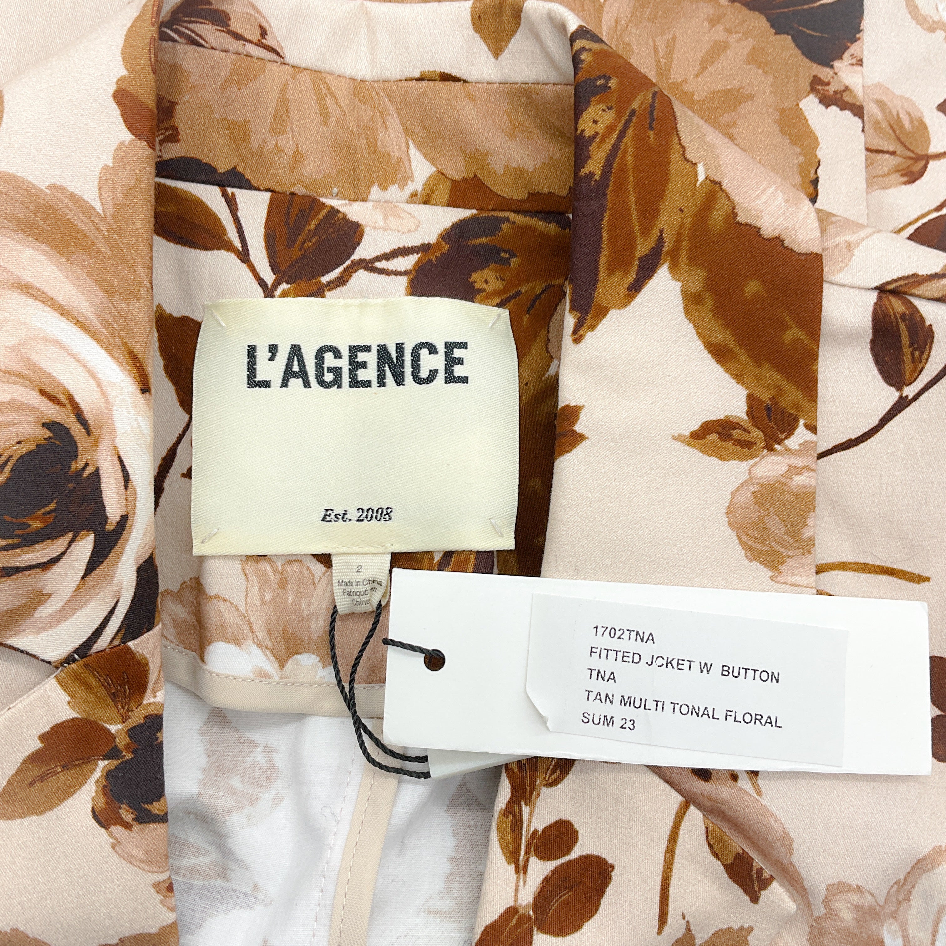 L'Agence Brown / White TNA Fitted Jacket with Button - Image 4