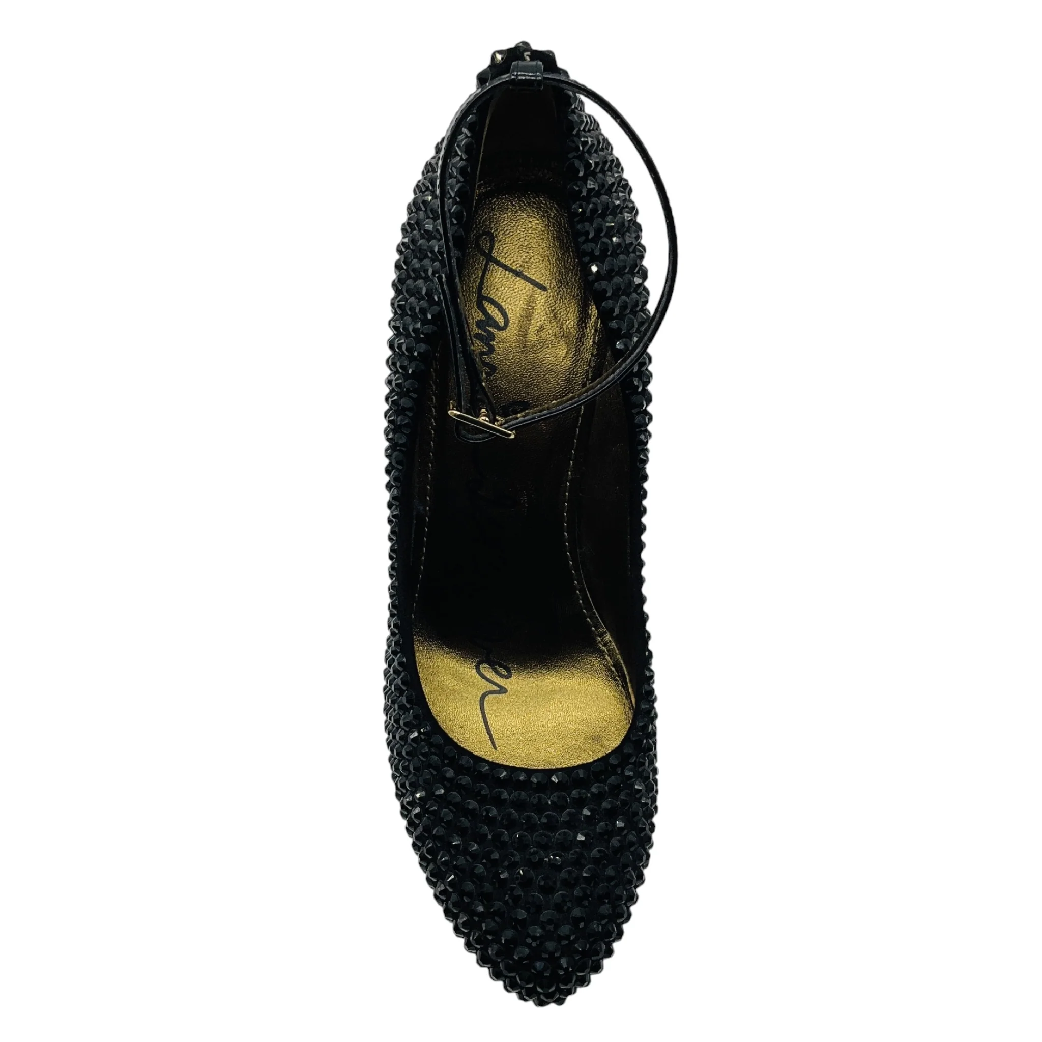 Lanvin Black Crystal Embellished Ankle Strap Platform Pump - Image 4