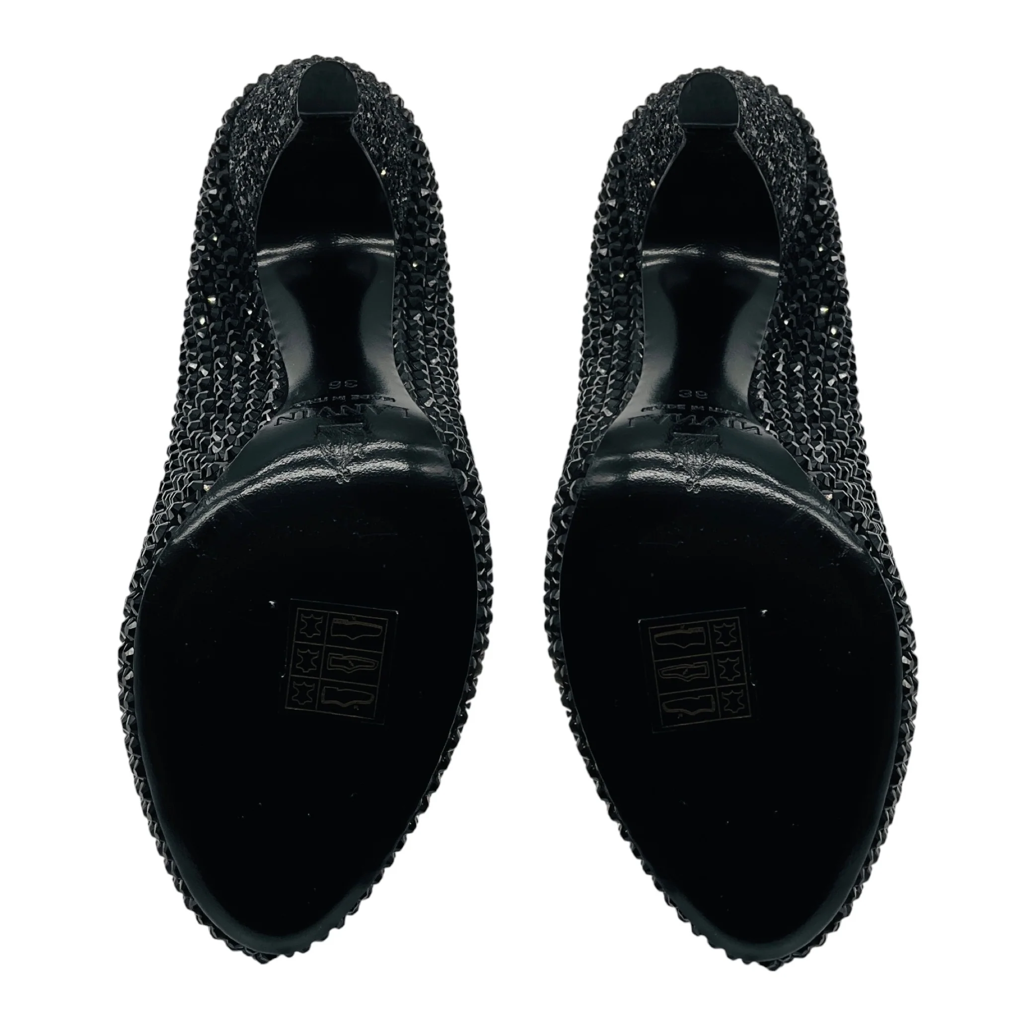 Lanvin Black Crystal Embellished Ankle Strap Platform Pump - Image 7