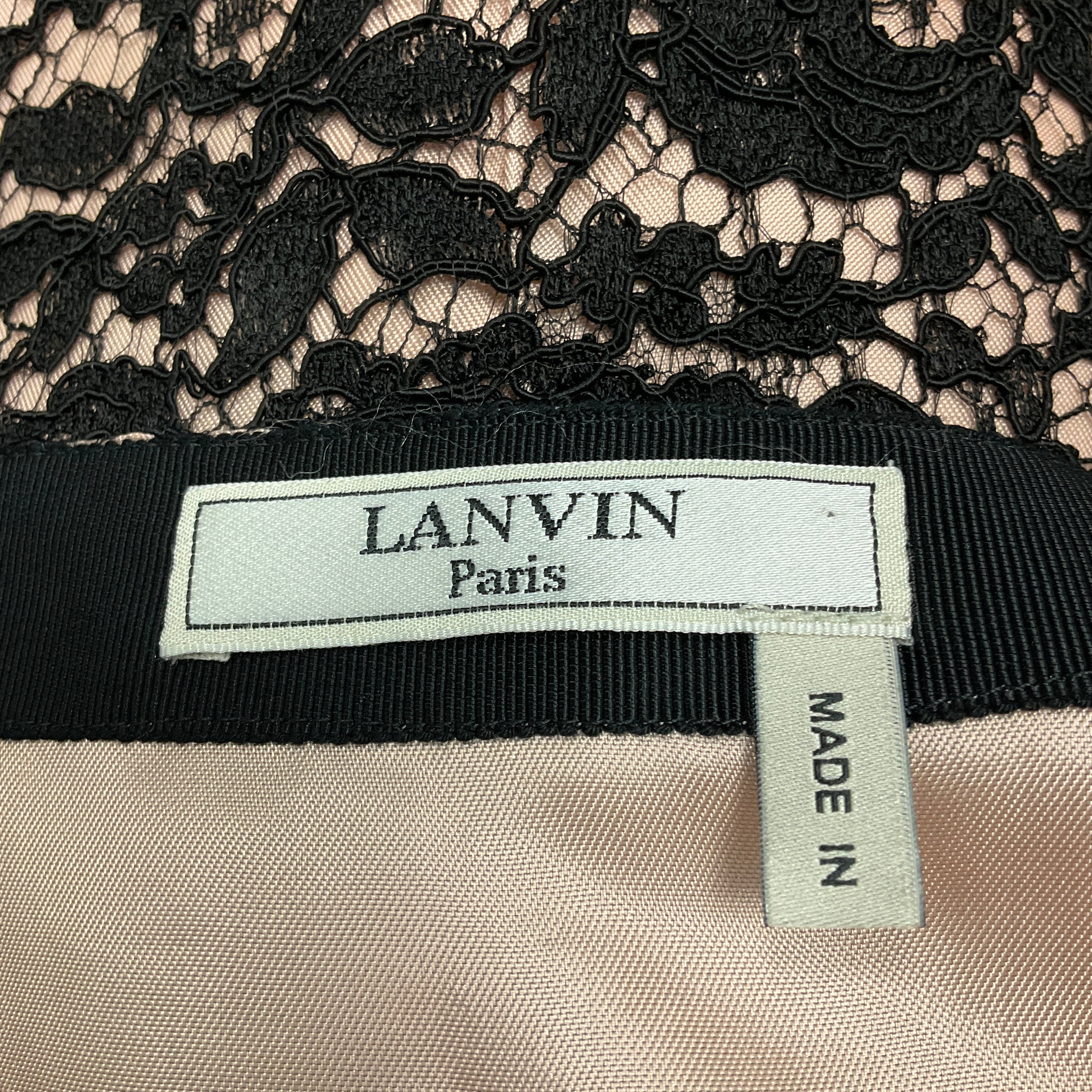 Lanvin Black / Pink 2016 Lace Skirt - Image 4
