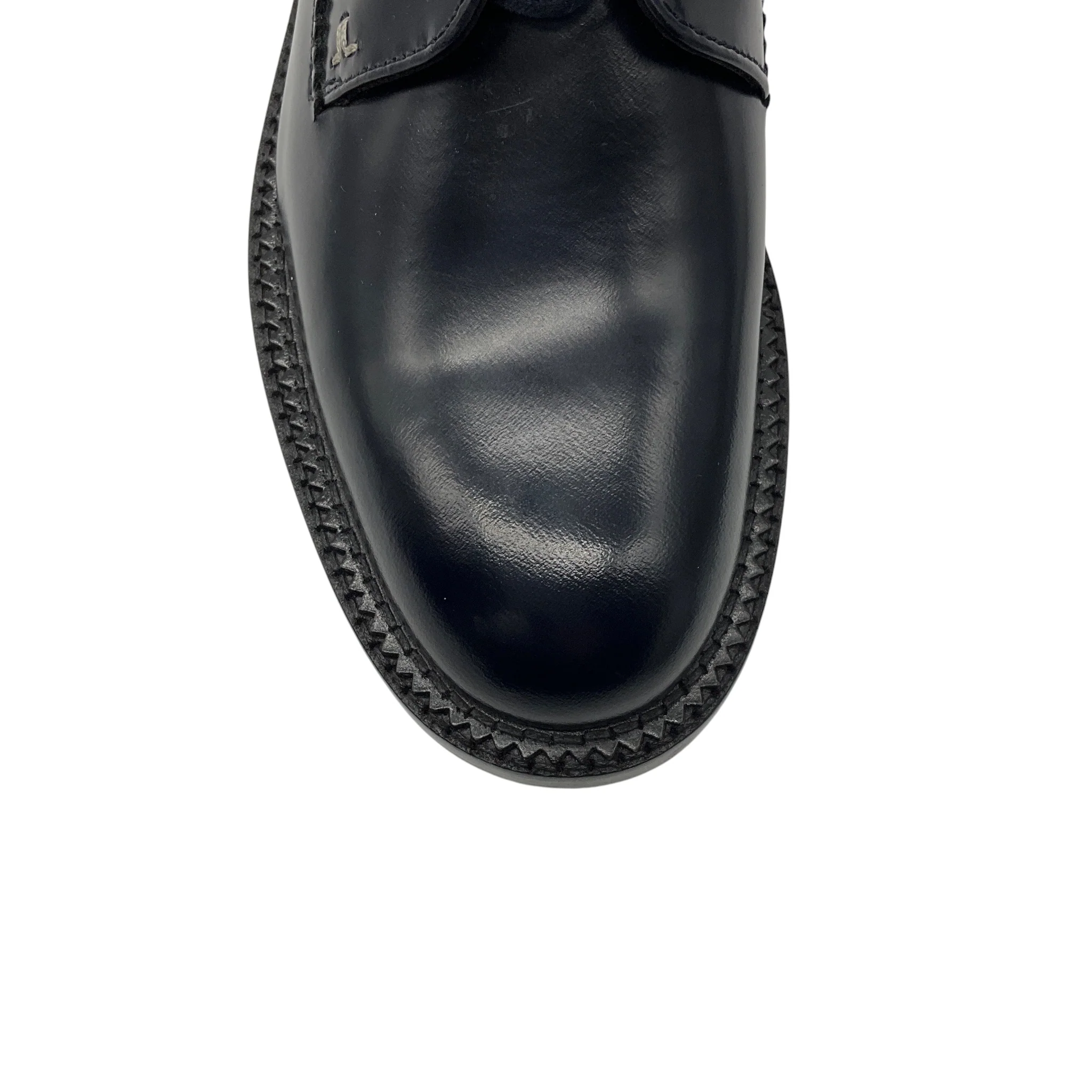 Lanvin Navy Blue Leather Derby Shoes with Straps - Image 5
