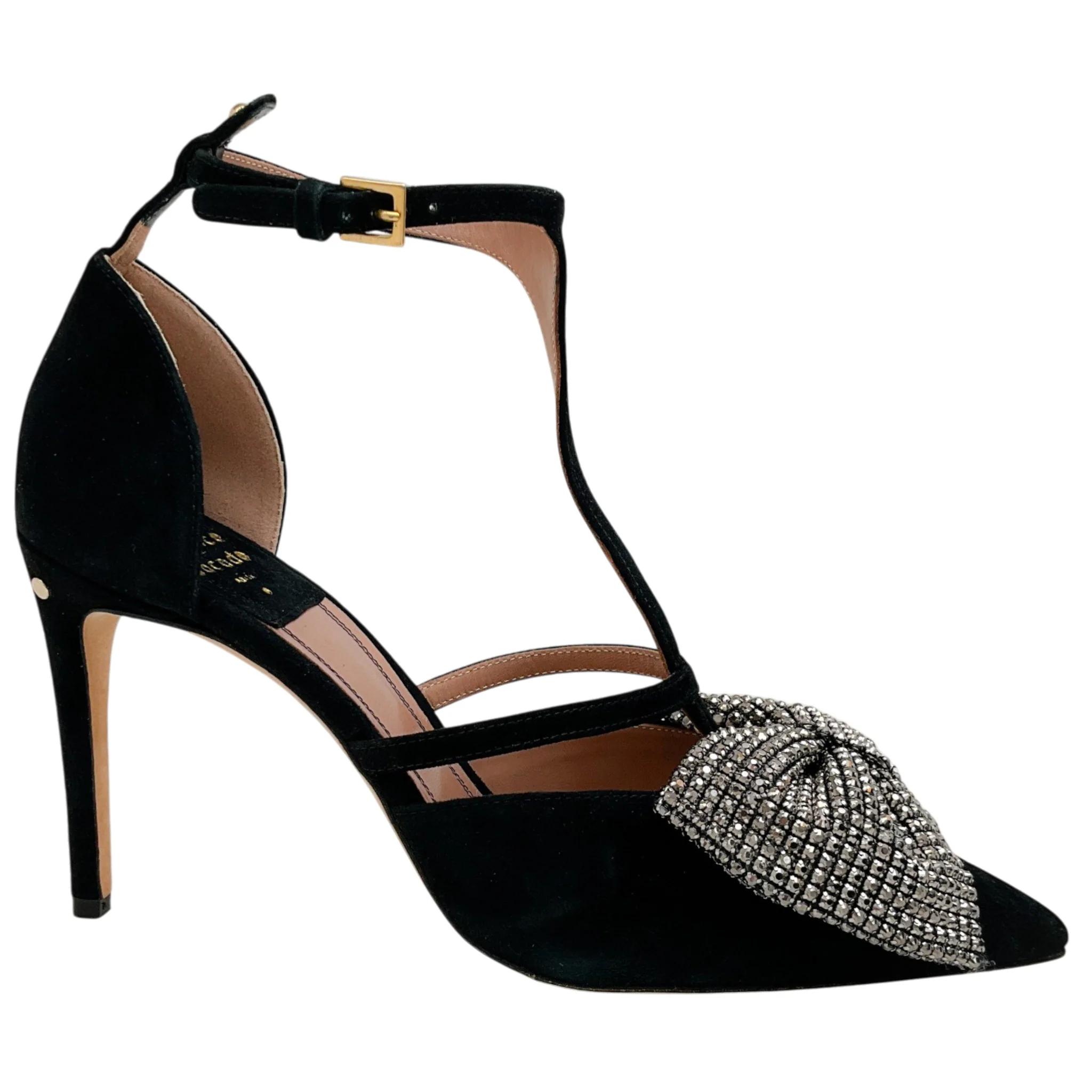 Laurence Dacade Black Suede Faye Pumps with Strass Bow - Image 2