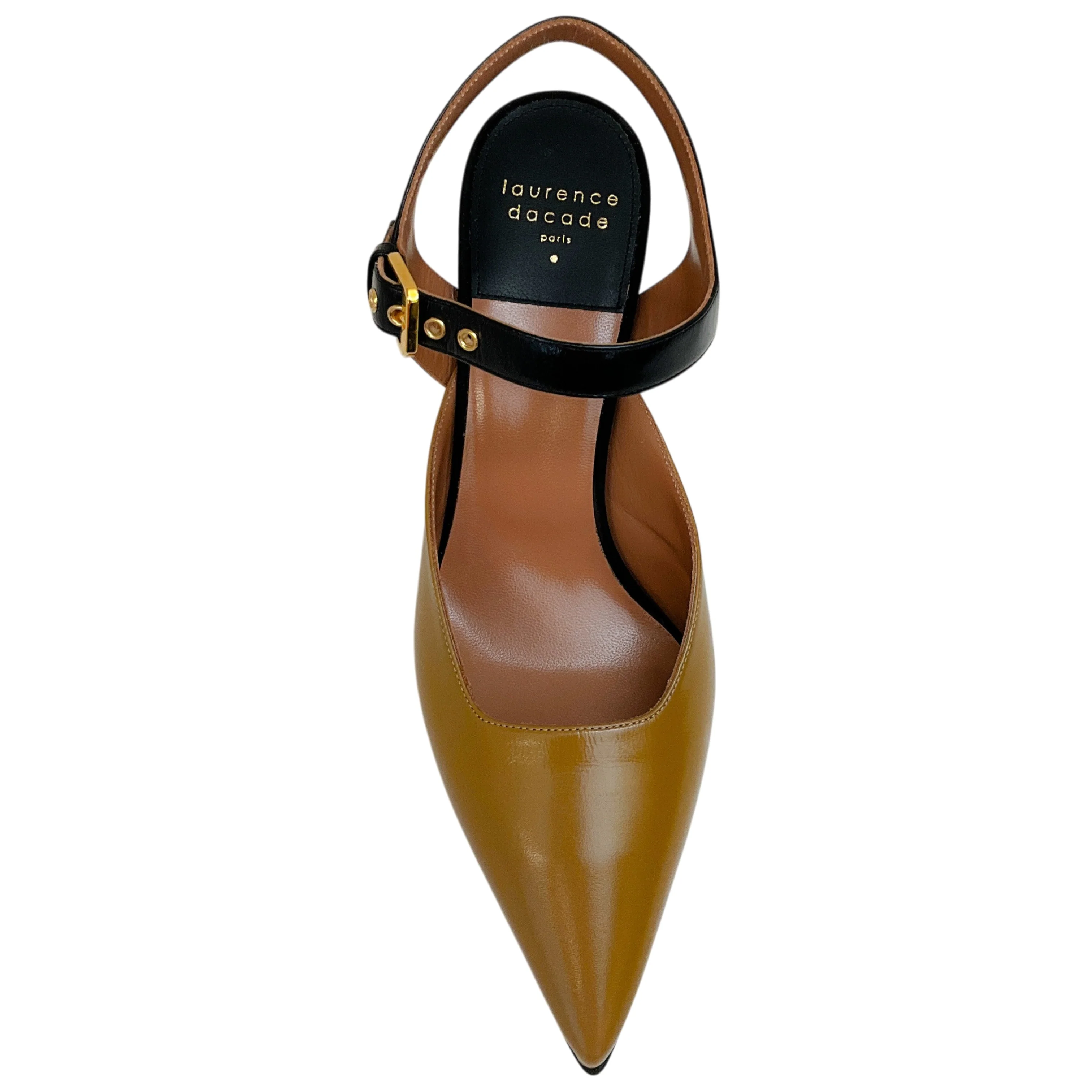 Laurence Dacade Camel / Black Leather Kane Ankle Strap Pumps - Image 4