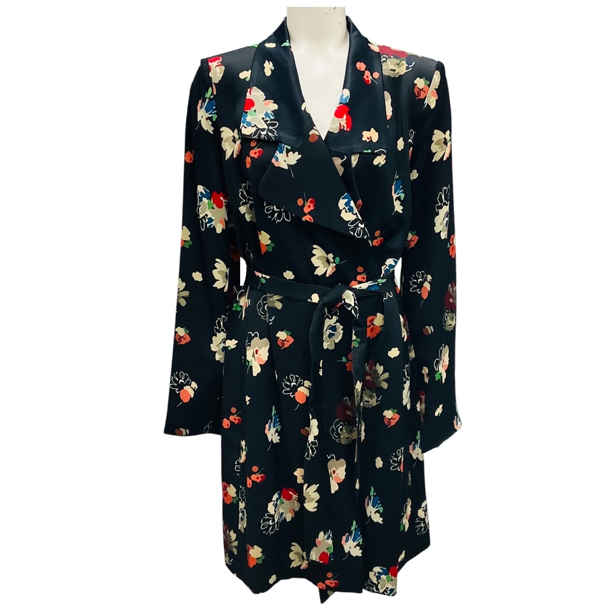 Libertine Black Multi Nina Simone Floral Relaxed Trench Coat