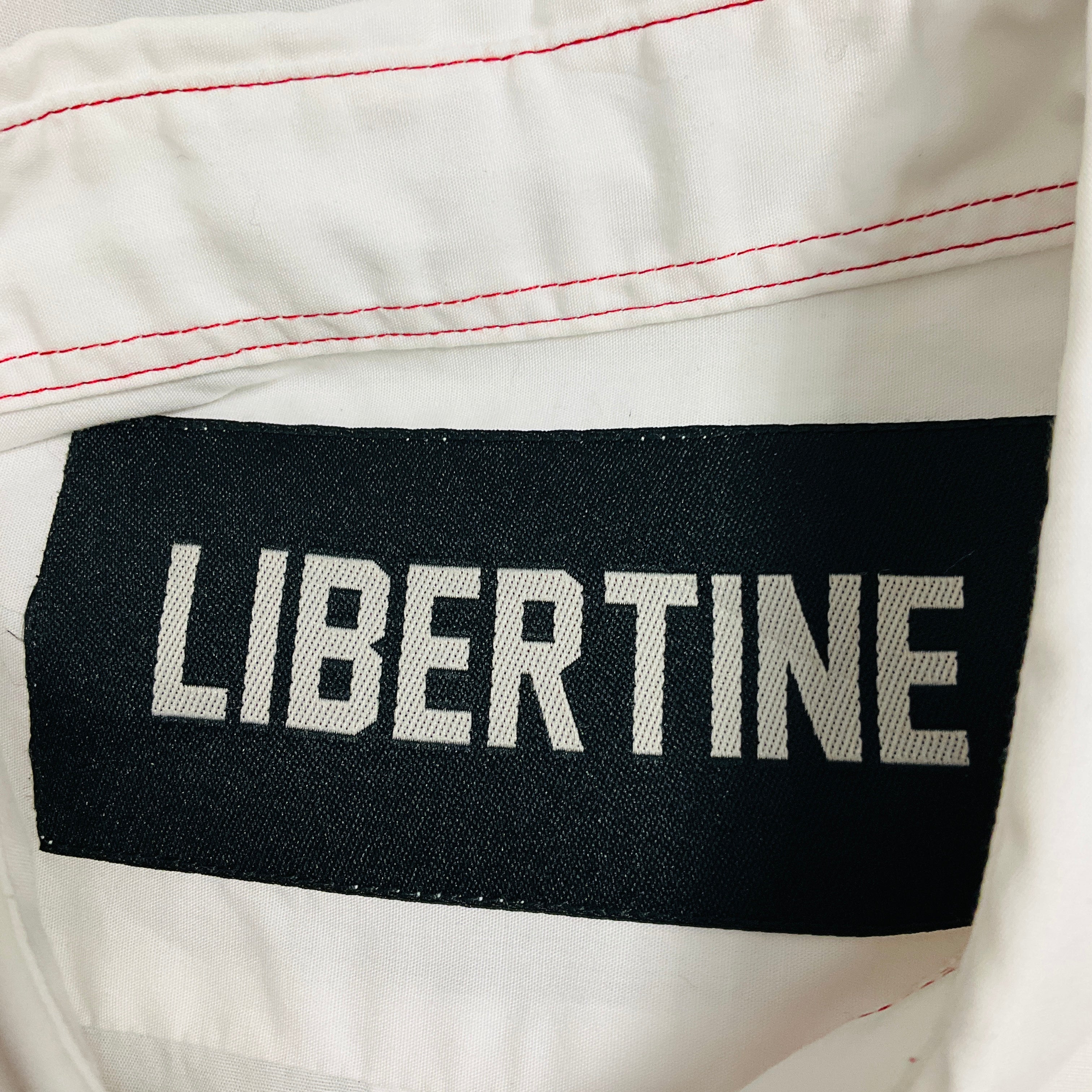 Libertine White / Black Face Print Button Down Cotton Shirt - Image 4