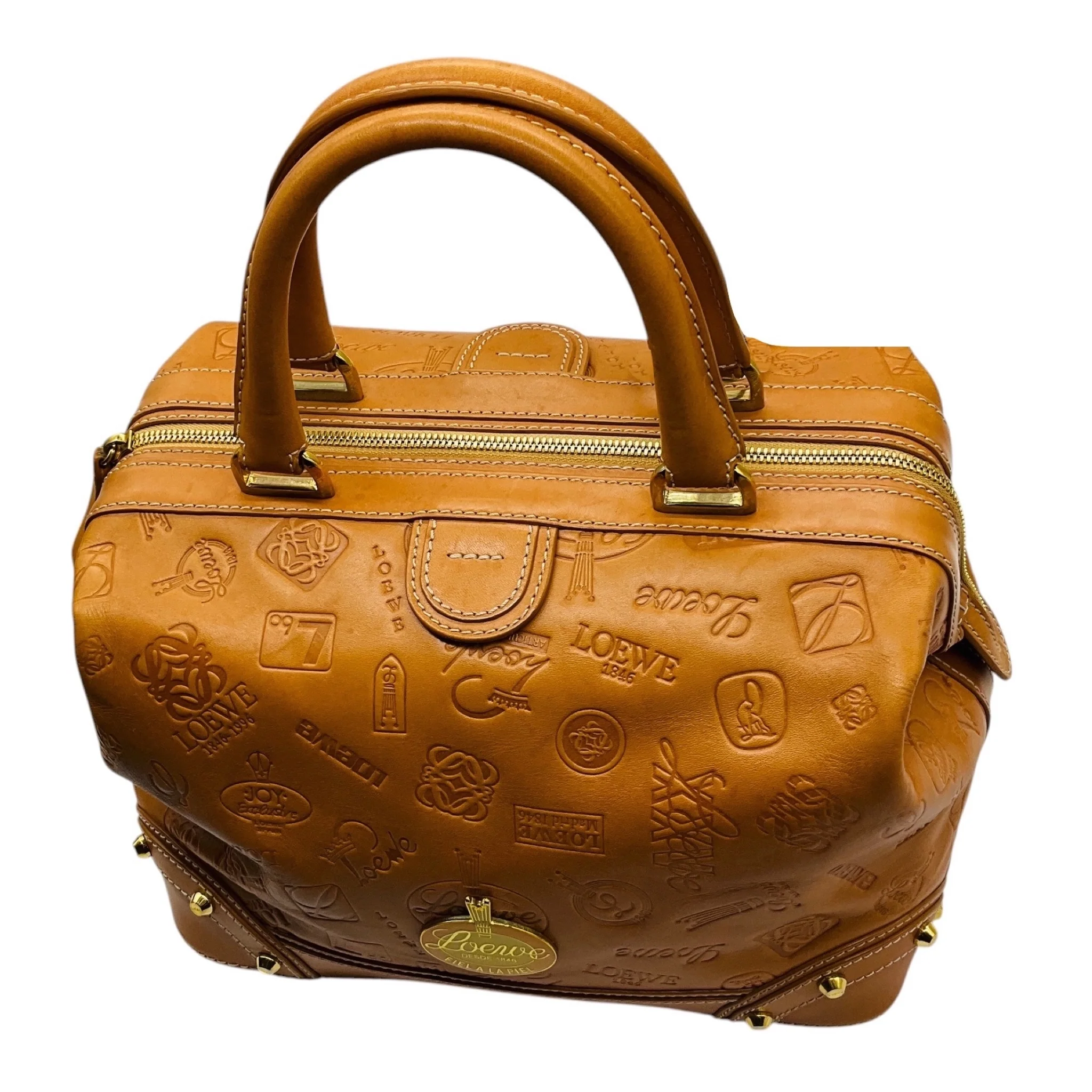 Loewe RARE Tan Leather Desde 1846 Since 1846 Fiel a la Piel 160 Aniversario Anniversary Double Top Handle Handbag - Image 4