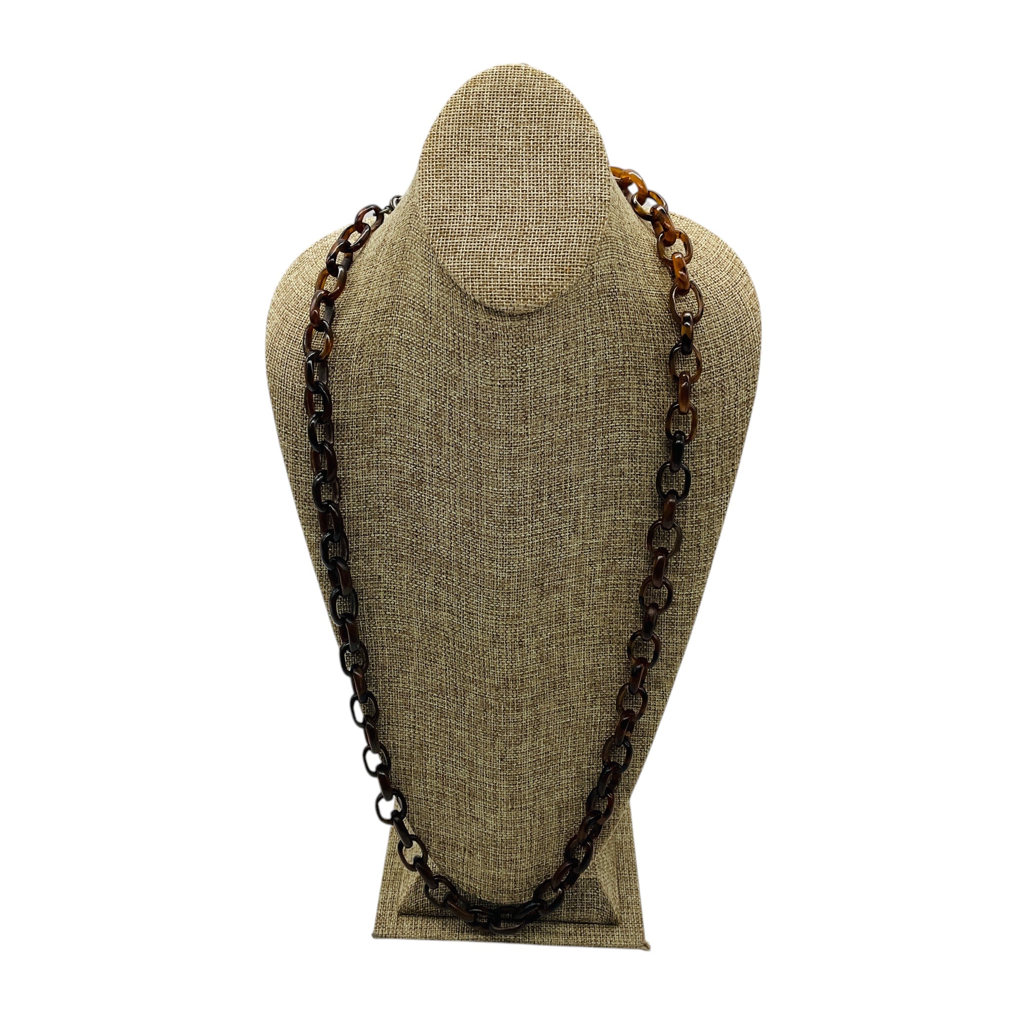 Loree Rodkin Brown Tortoiseshell Resin Chain Necklace with Pave Diamonds - Image 3