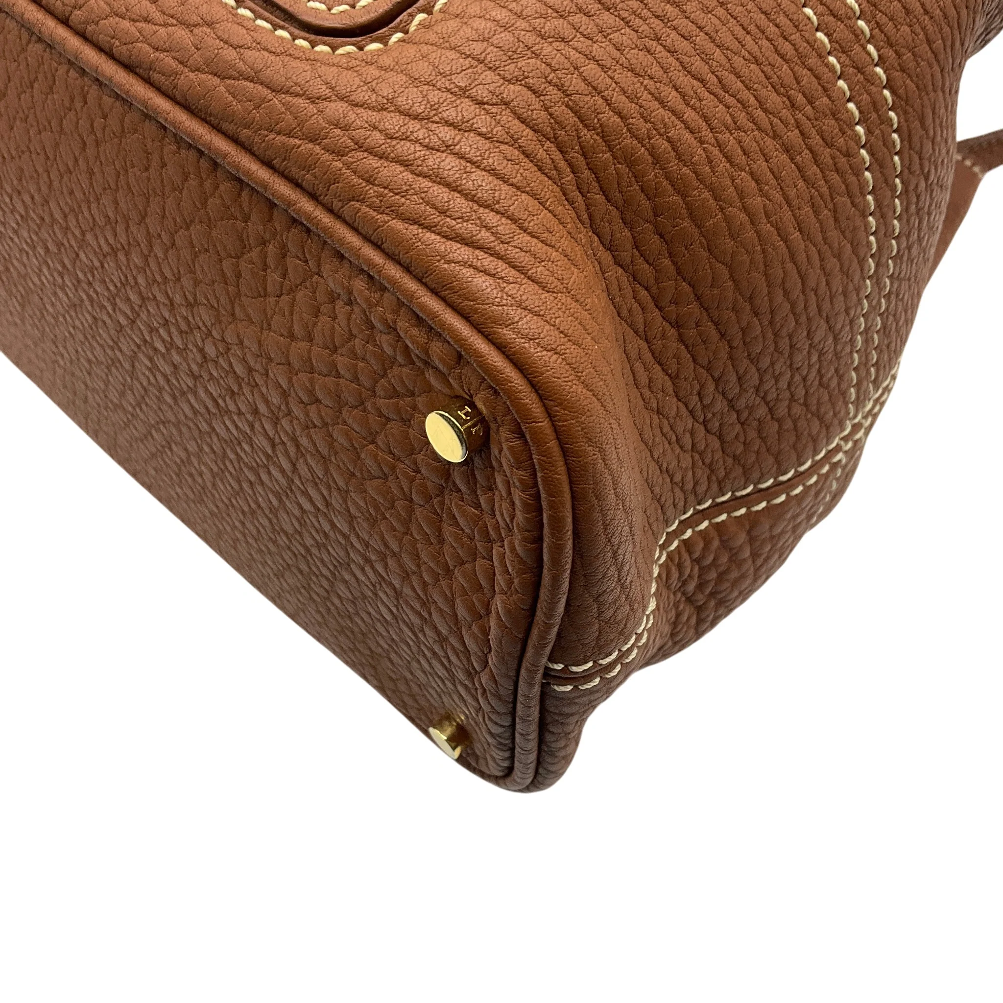 Loro Piana Brown Fjord Leather Globe Bag - Image 4