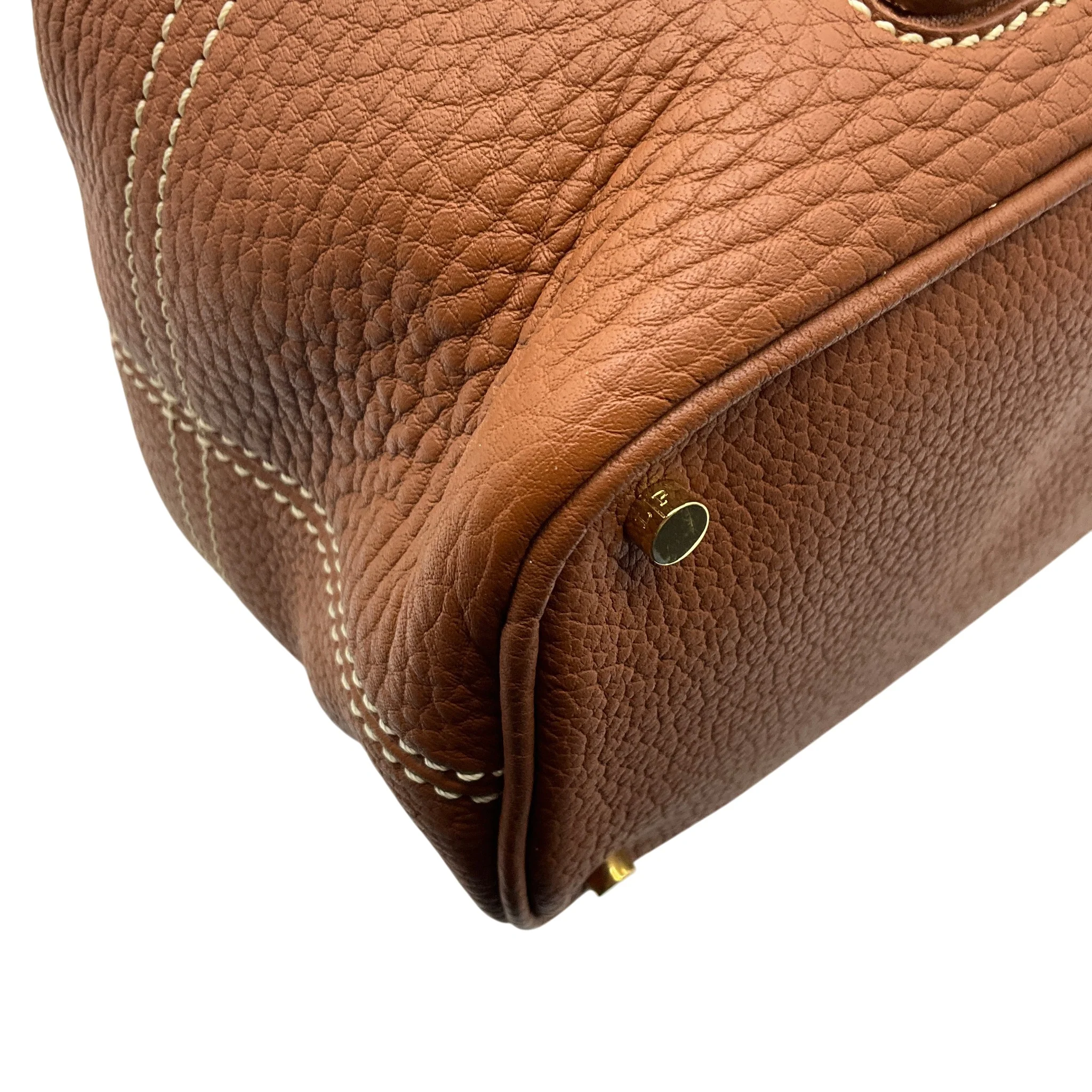 Loro Piana Brown Fjord Leather Globe Bag - Image 5