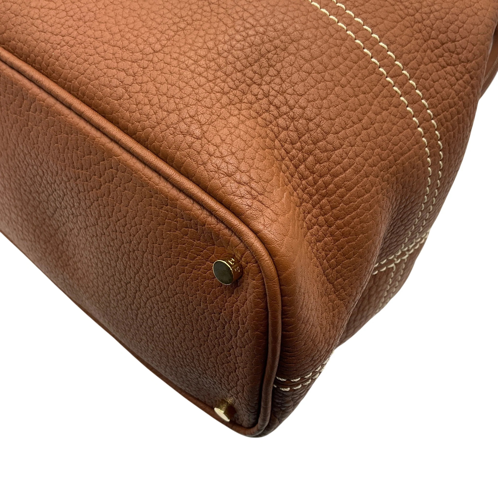Loro Piana Brown Fjord Leather Globe Bag - Image 6