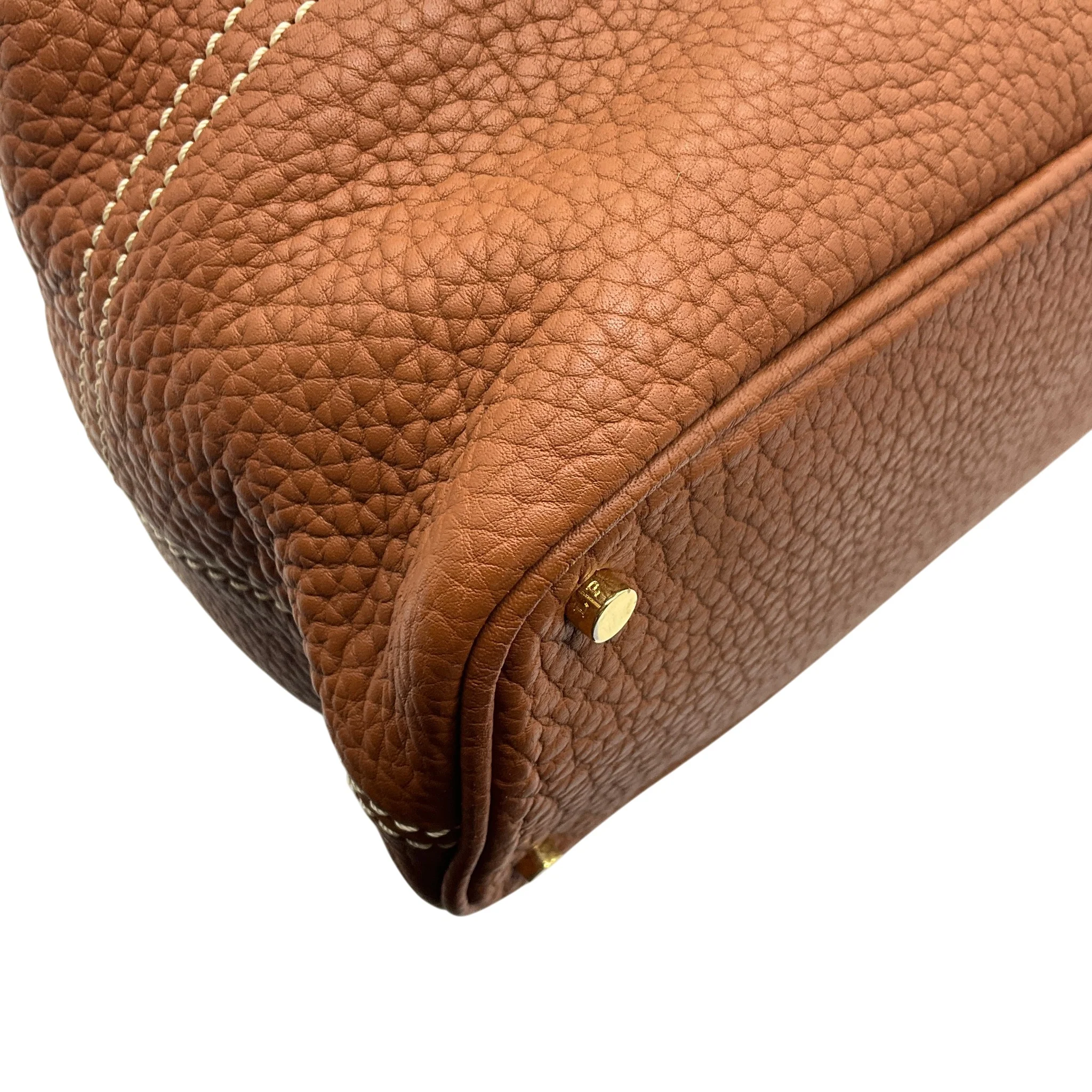 Loro Piana Brown Fjord Leather Globe Bag - Image 7