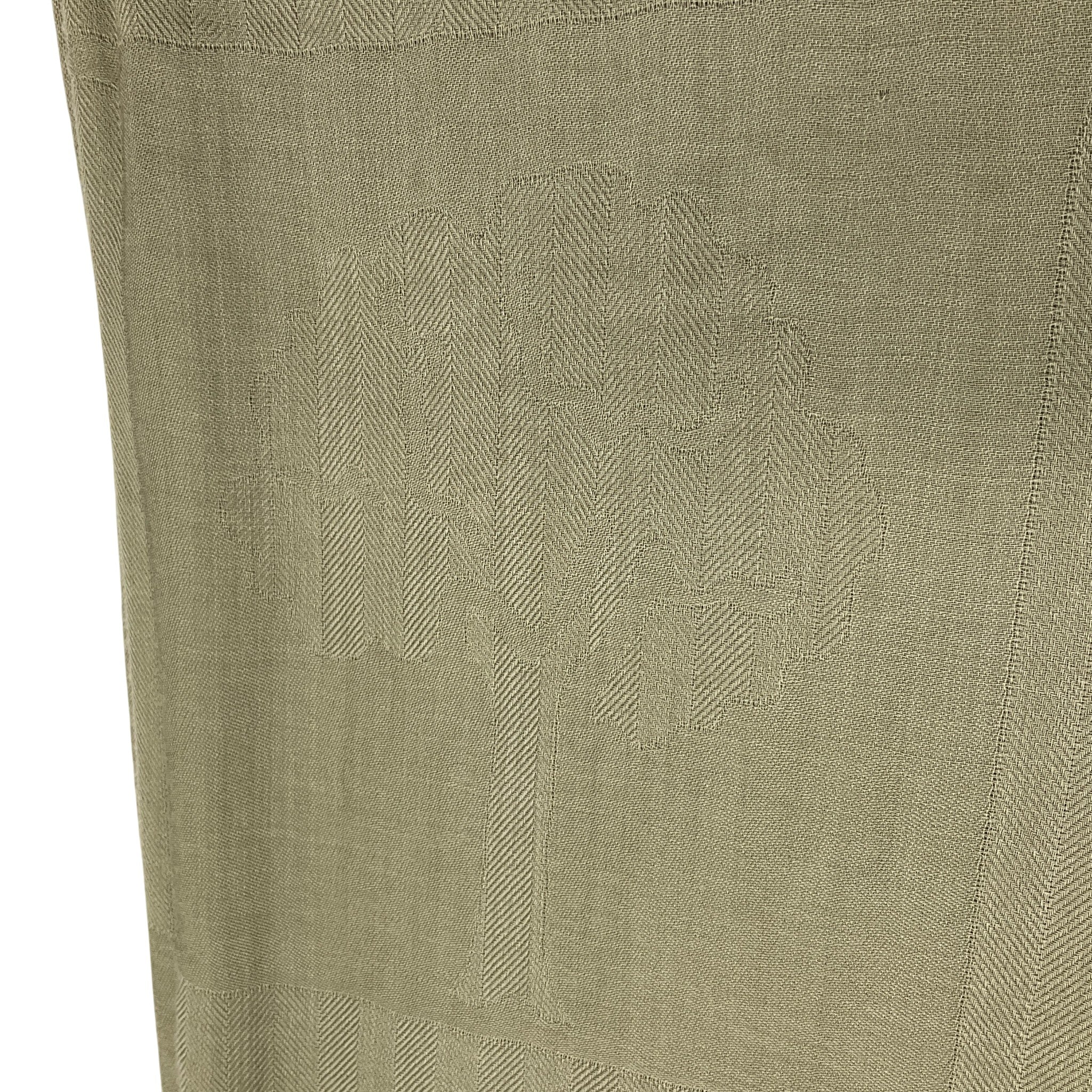Loro Piana Khaki Cashmere Tonal Nature Motif Scarf - Image 4