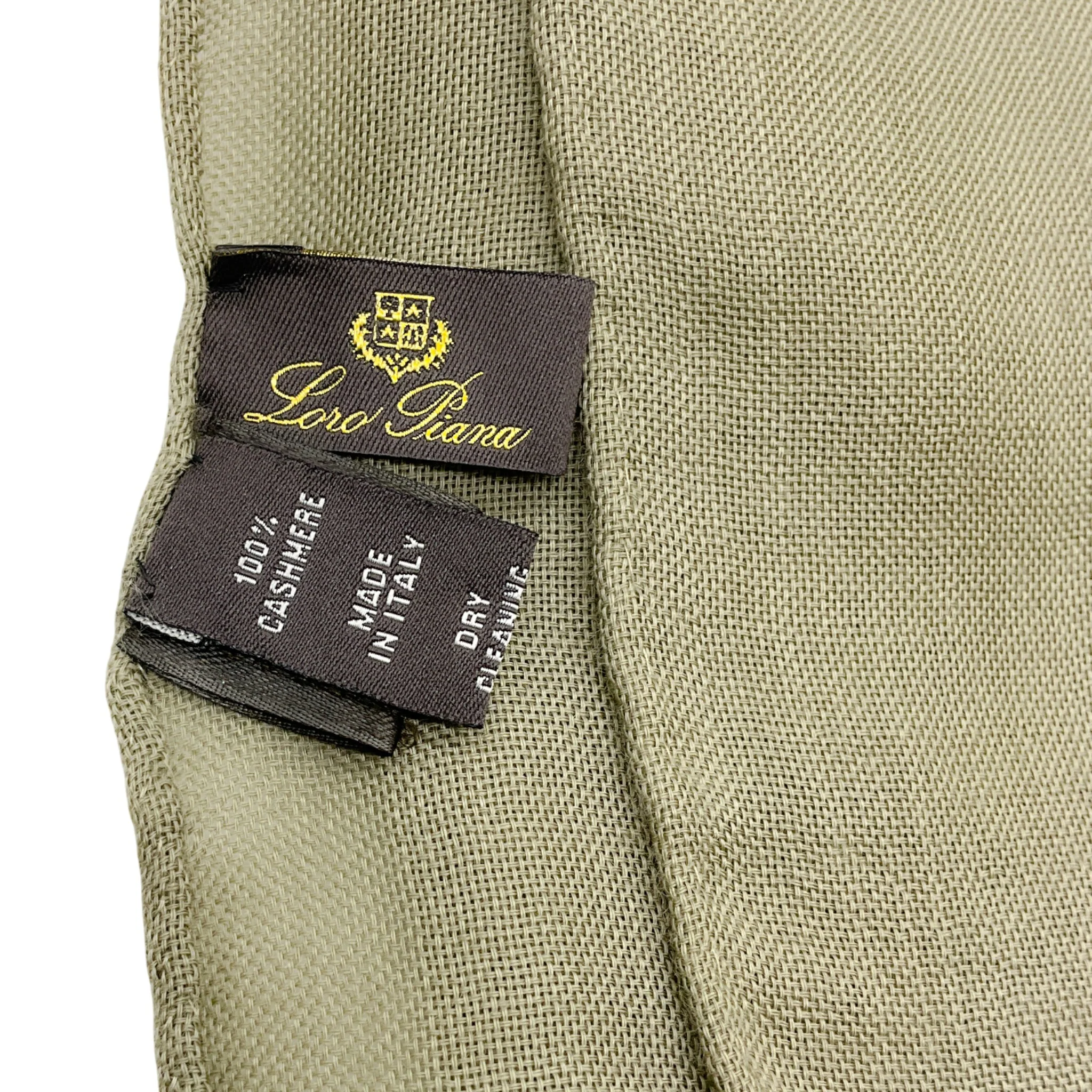 Loro Piana Khaki Cashmere Tonal Nature Motif Scarf - Image 5