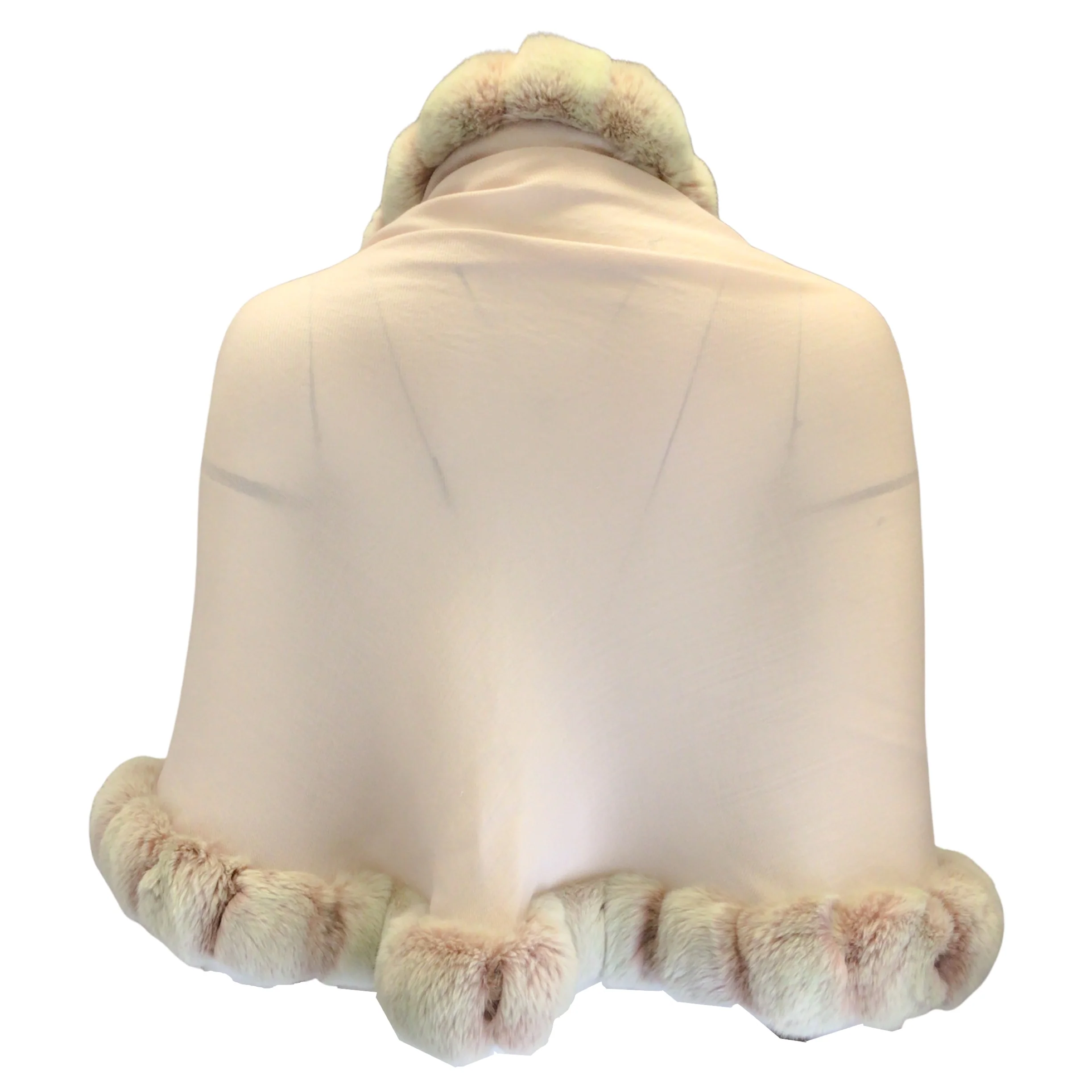 Loro Piana Light Pink Chinchilla Fur Trimmed Cashmere and Silk Scarf - Image 3