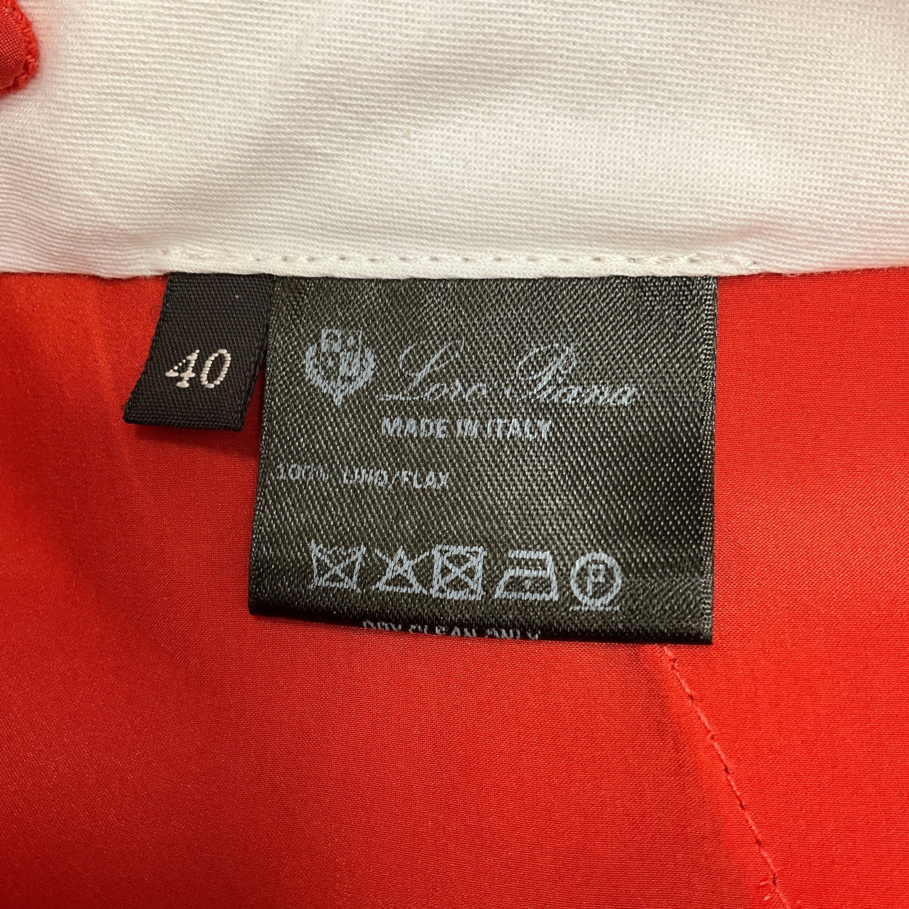 Loro Piana Orange Tapered Linen Trousers - Image 5