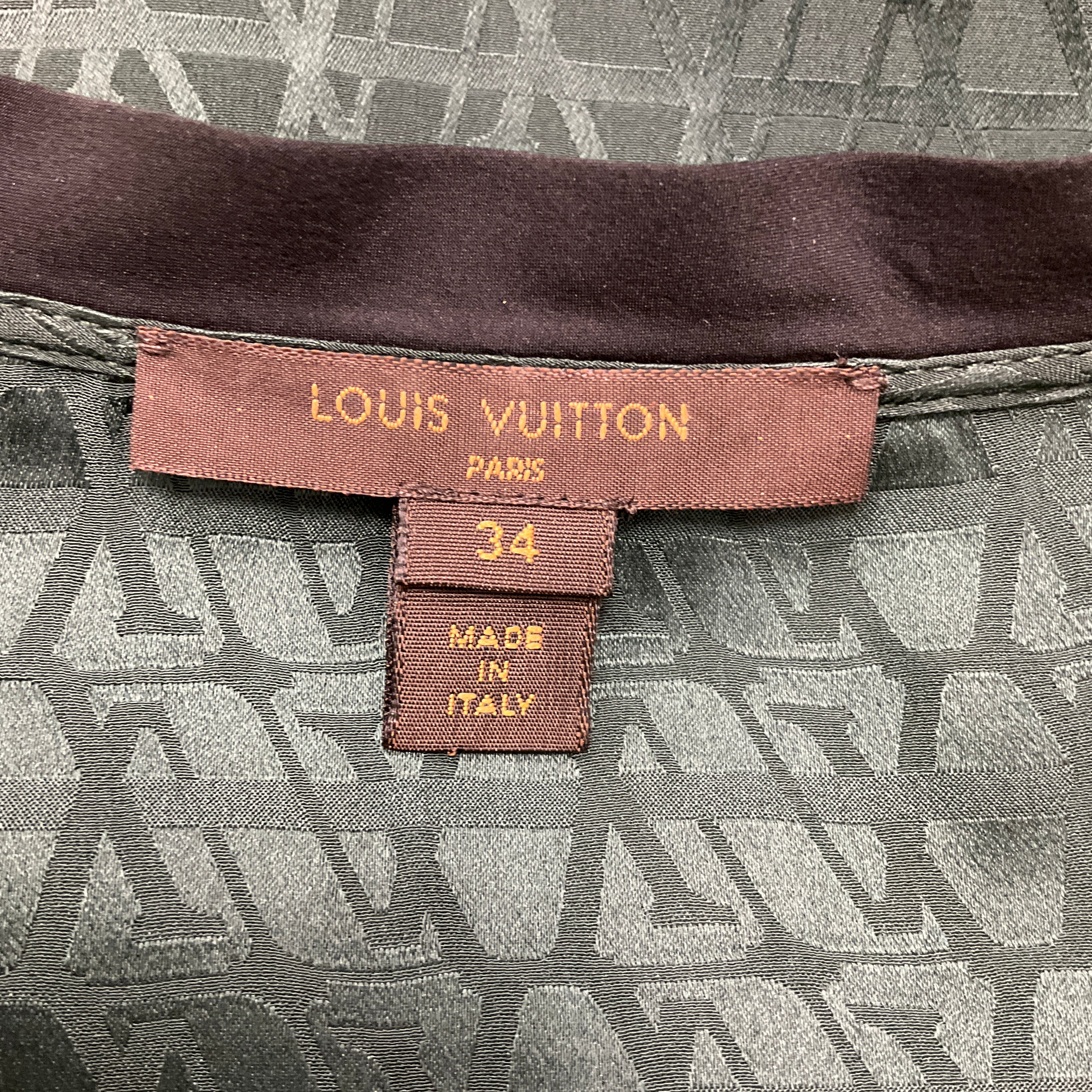 Louis Vuitton Dark Green Monogram Logo Jacquard Silk Top - Image 4