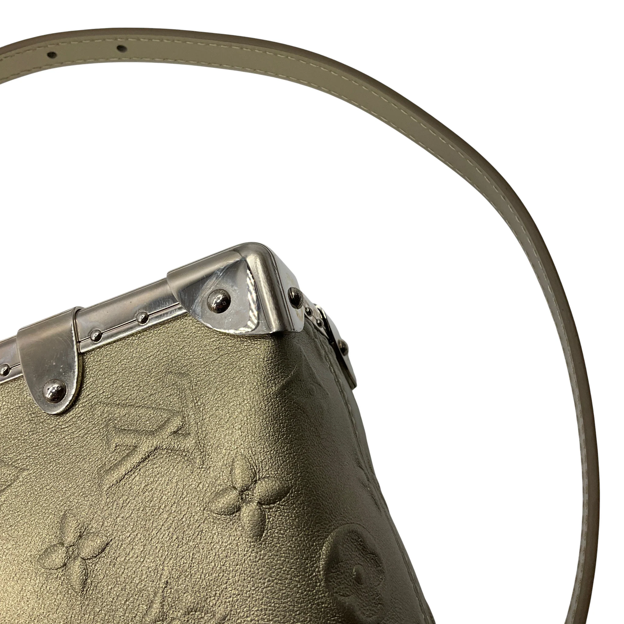 Louis Vuitton Light Gold Metallic Calfskin Side Trunk Handbag - Image 13