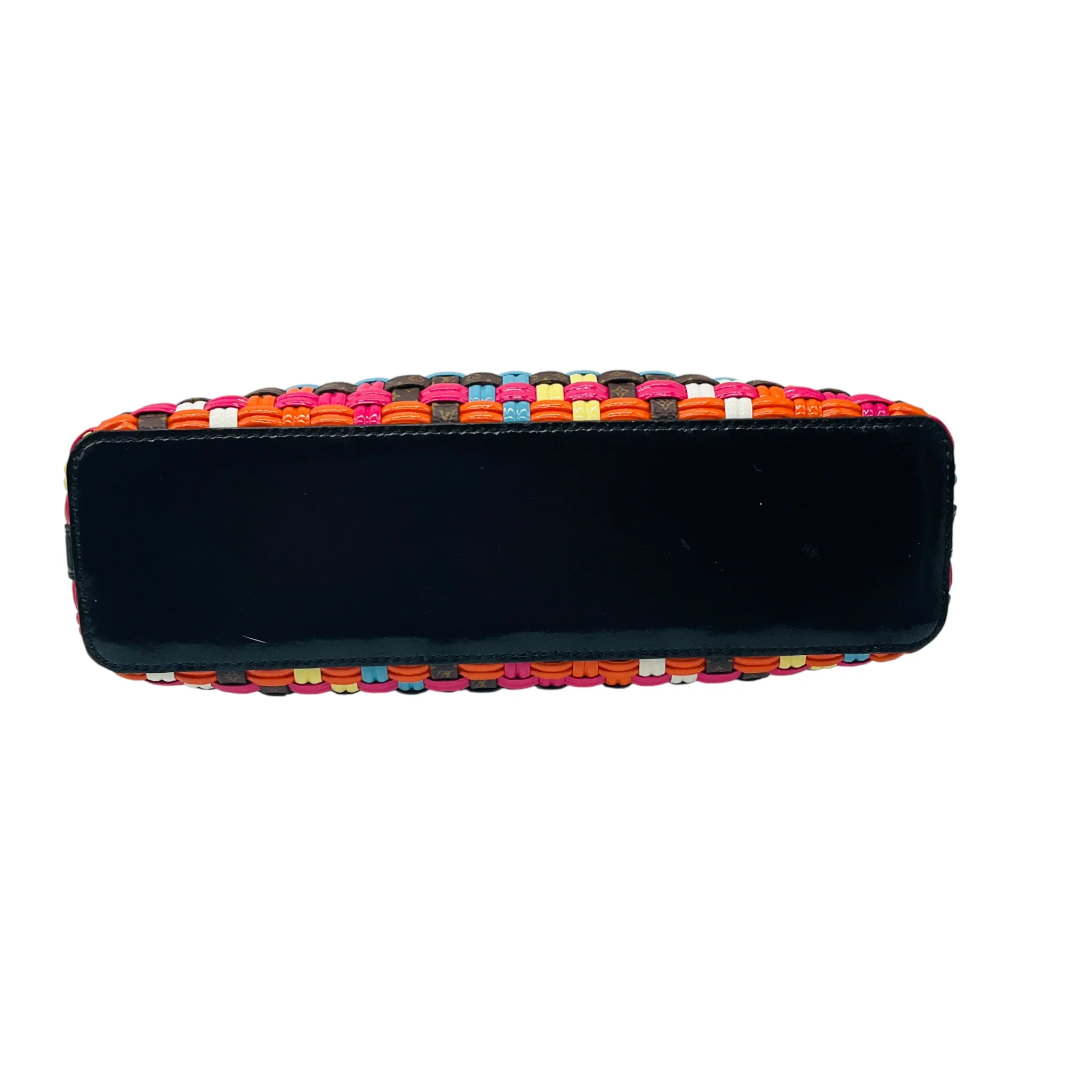Louis Vuitton Multicolor Calfskin Trim Woven Coated Textile Monogram LV Cafe Clutch Handbag - Image 5