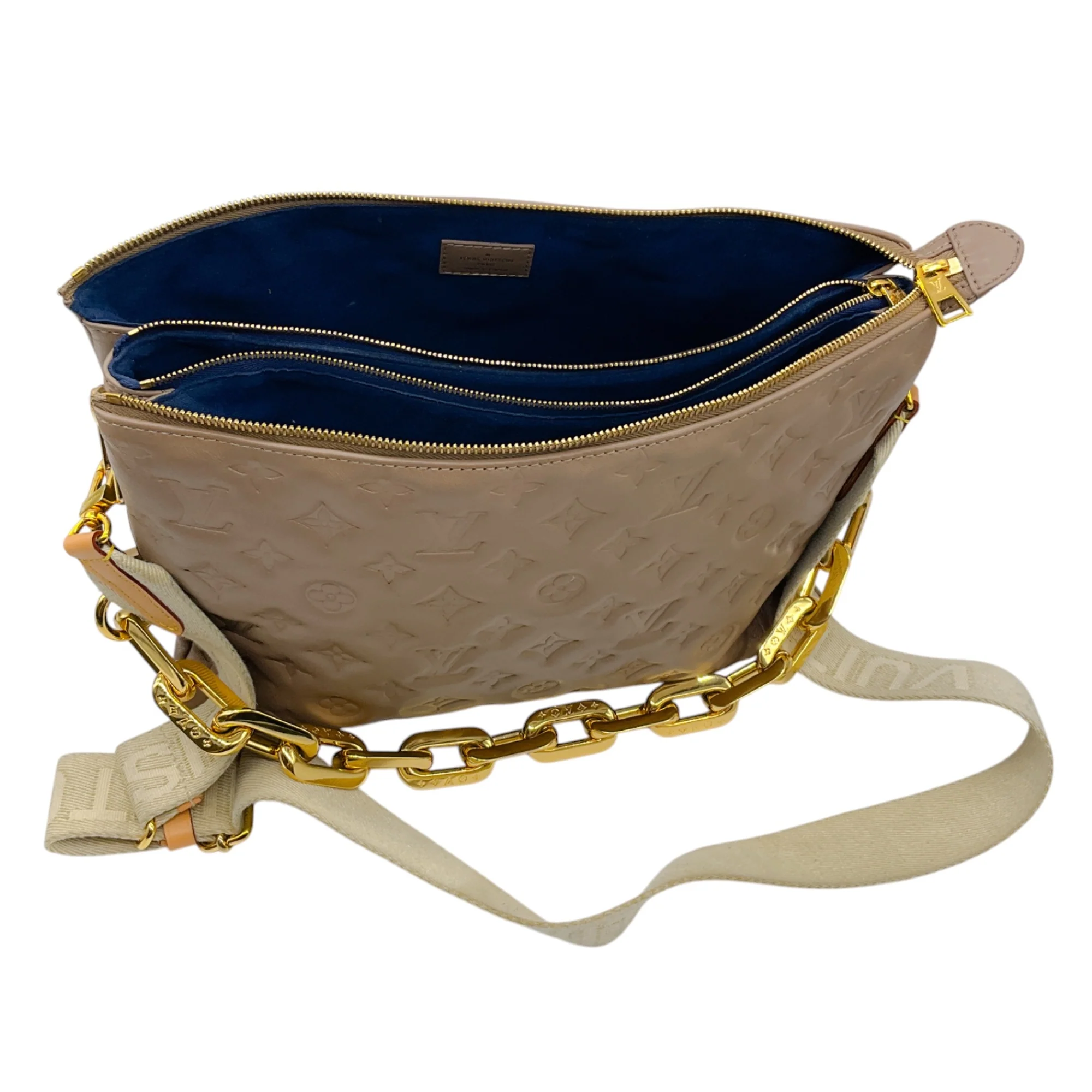 Louis Vuitton Taupe Monogram Embossed Leather Coussin Handbag - Image 13