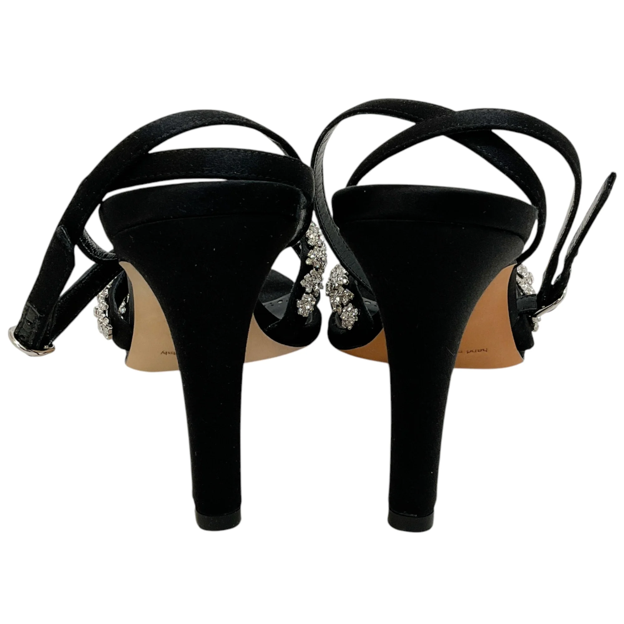 Manolo Blahnik Black Satin Crystal Embellished Vedada Sandals - Image 5