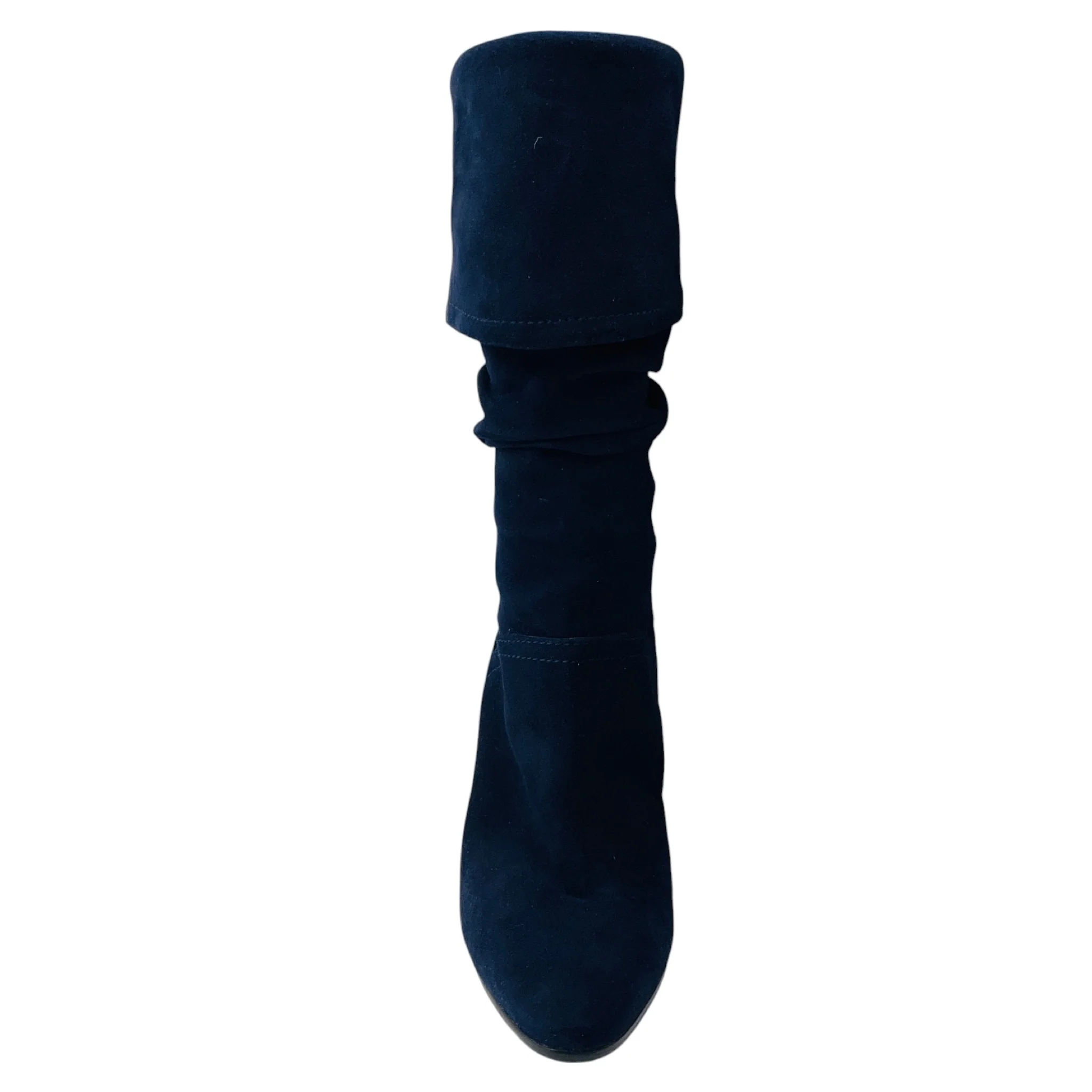 Manolo Blahnik Navy Blue Suede Slouch Boots - Image 4