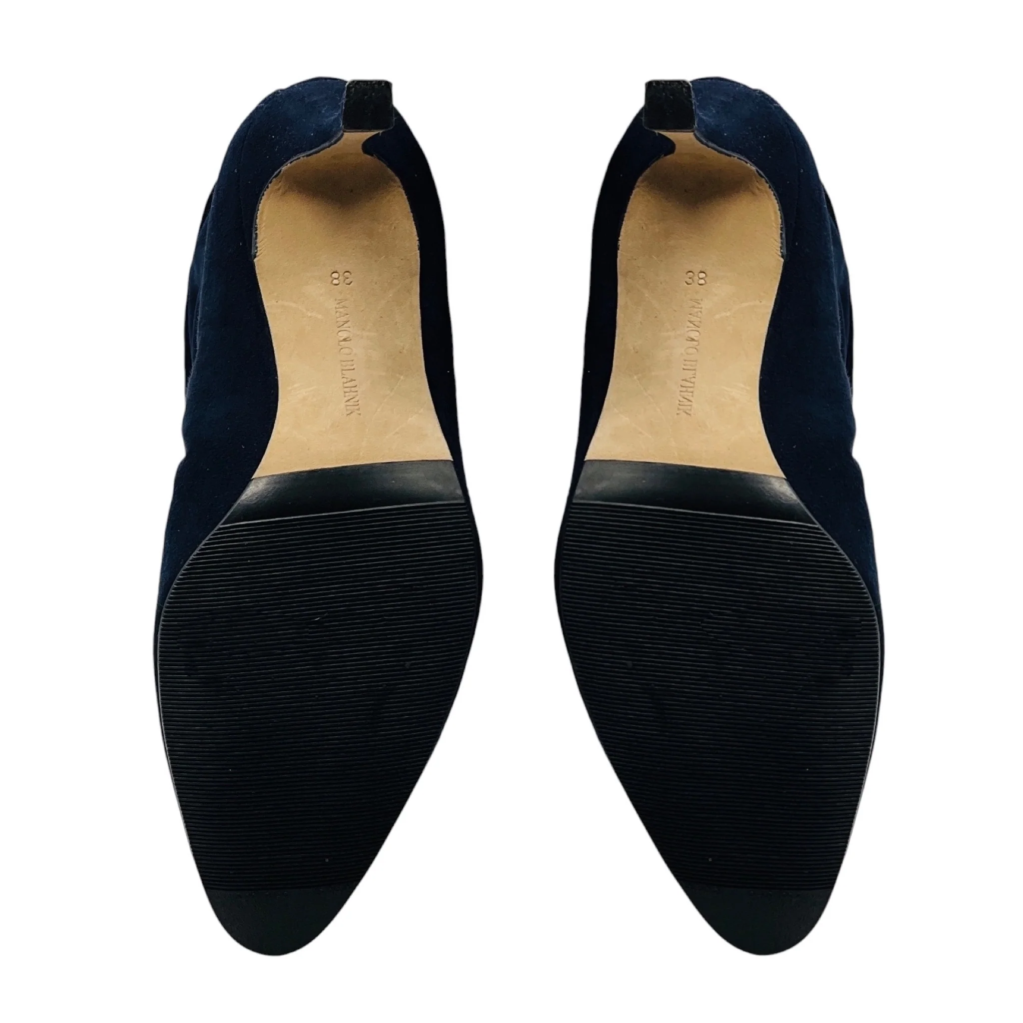 Manolo Blahnik Navy Blue Suede Slouch Boots - Image 7