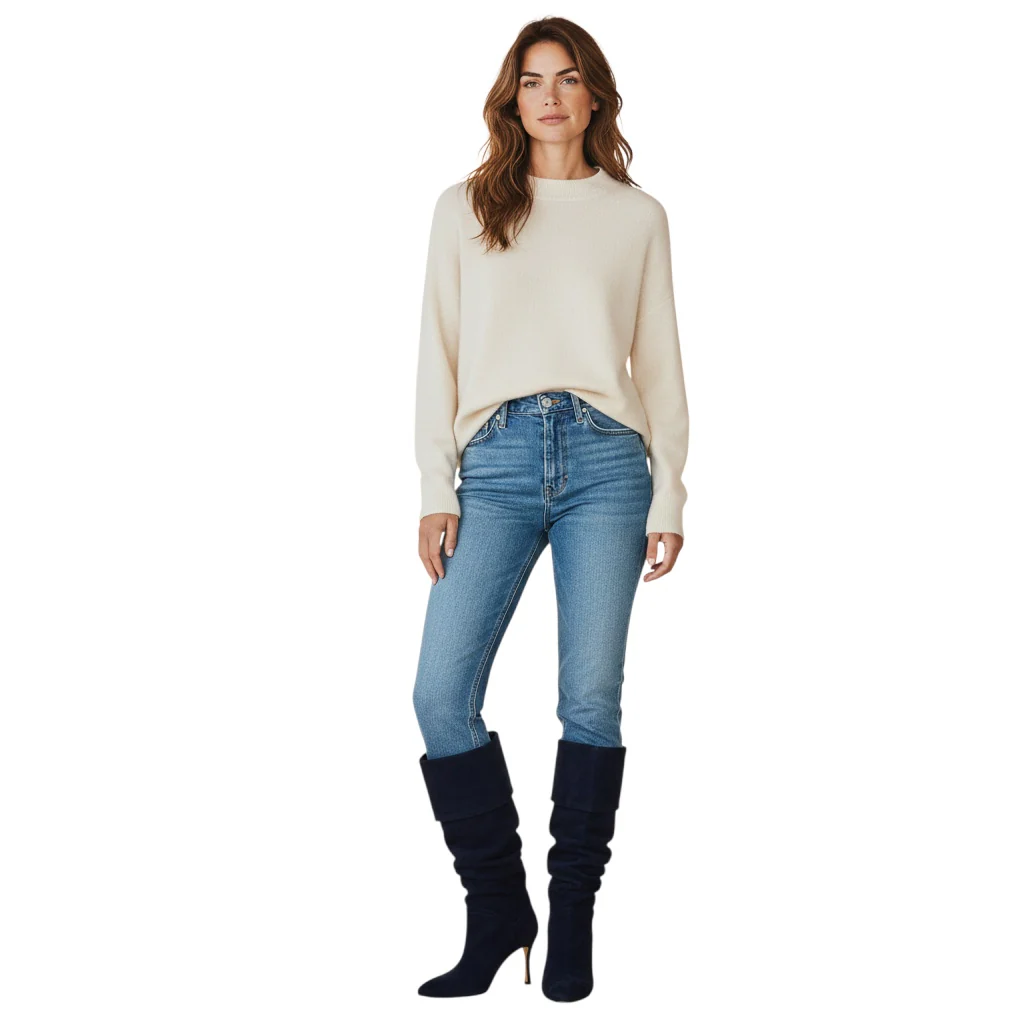 Manolo Blahnik Navy Blue Suede Slouch Boots - Image 9