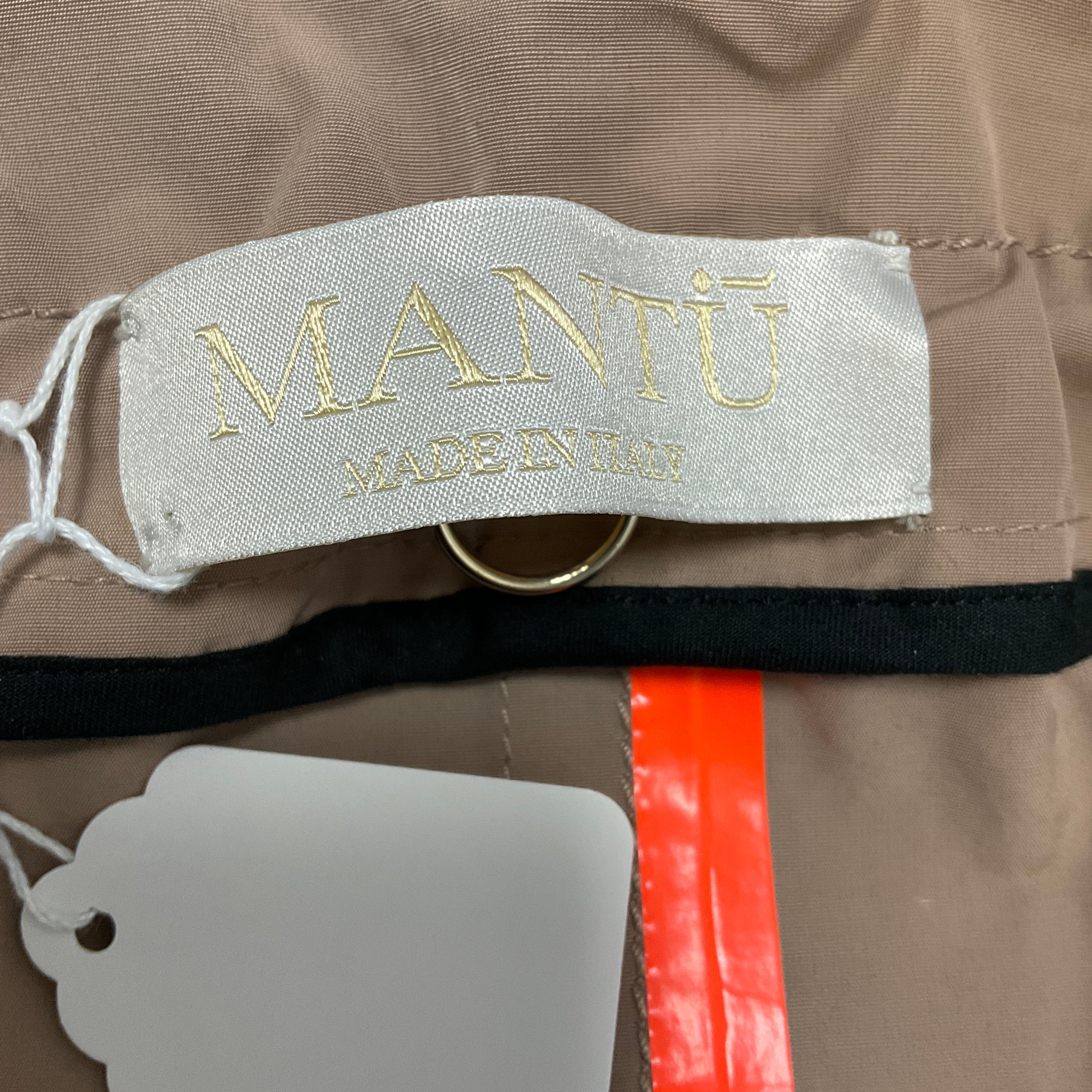 Mantu Beige Double Breasted Taffeta Trench Coat with Belt - Image 4