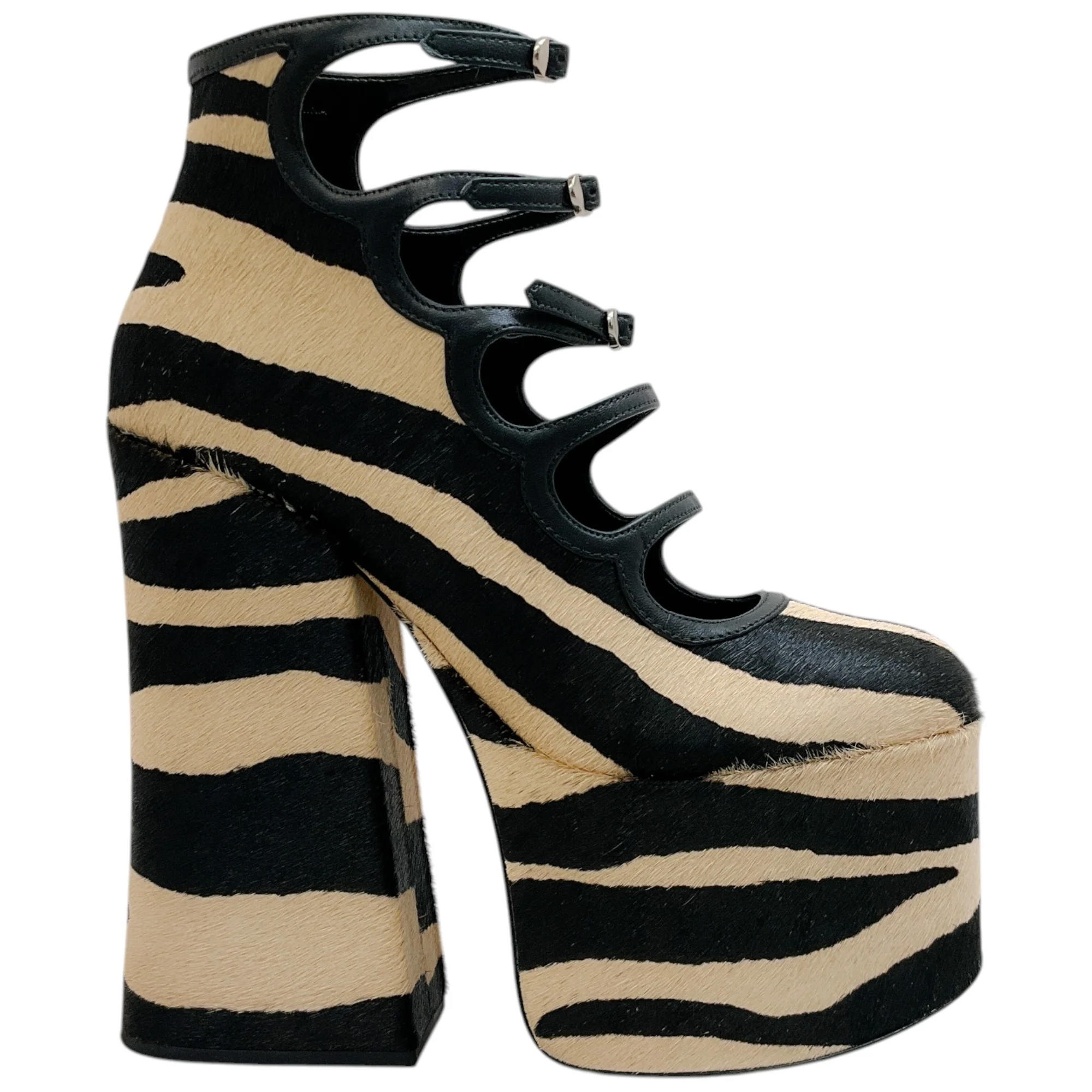 Marc Jacobs Black / White Zebra Pony Kiki Platform Pumps - Image 2