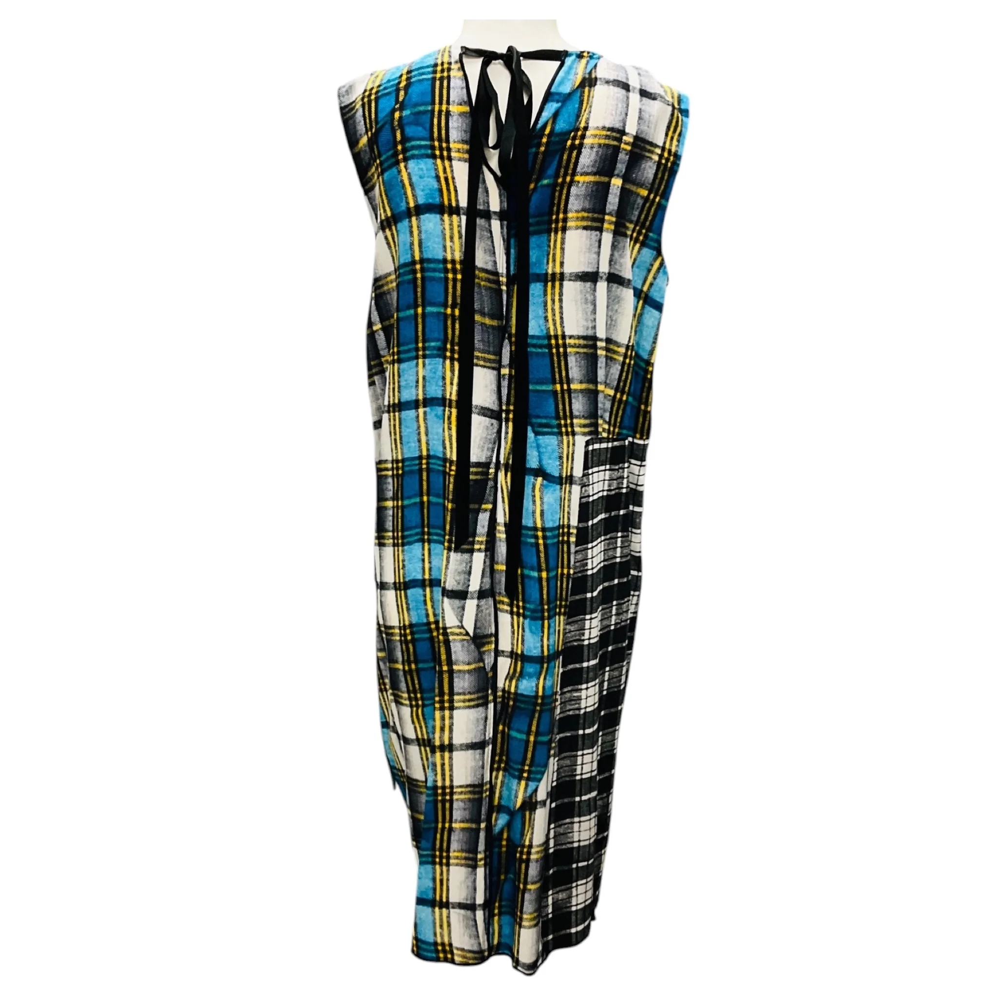 Marc Jacobs Blue Multi Plaid Patchwork Silk Dress - Image 3