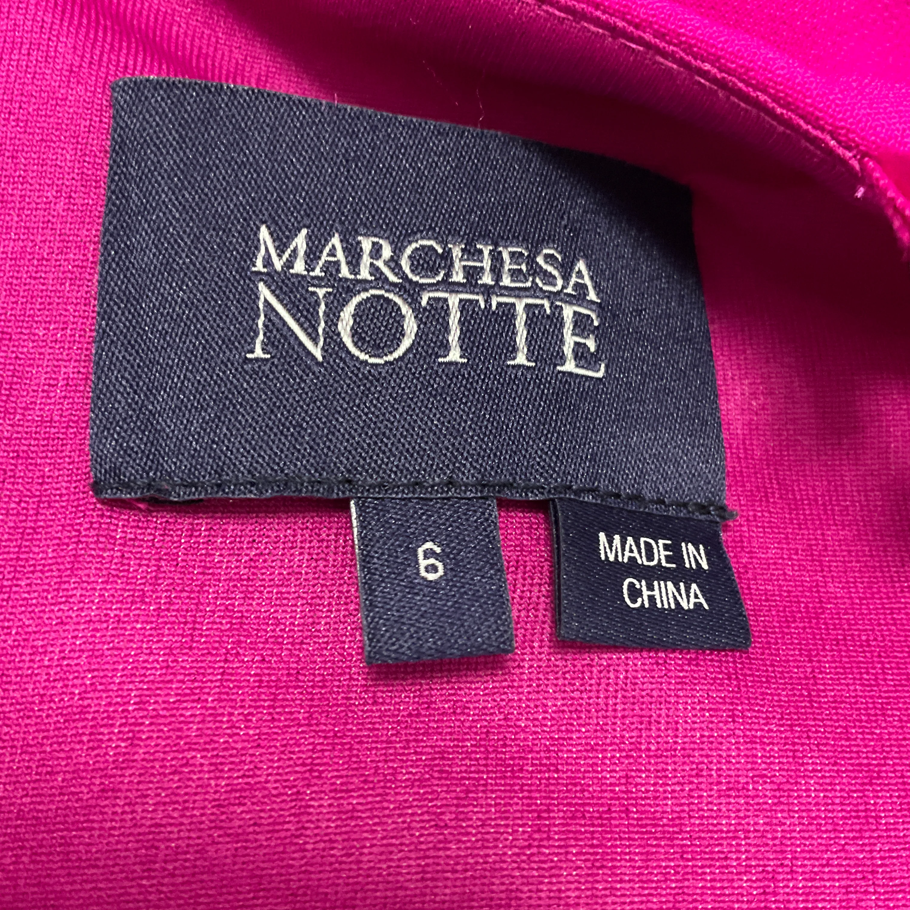 Marchesa Notte Fuchsia Pink Ruffled Sleeveless V-Neck Crepe Gown / Formal Dress - Image 4